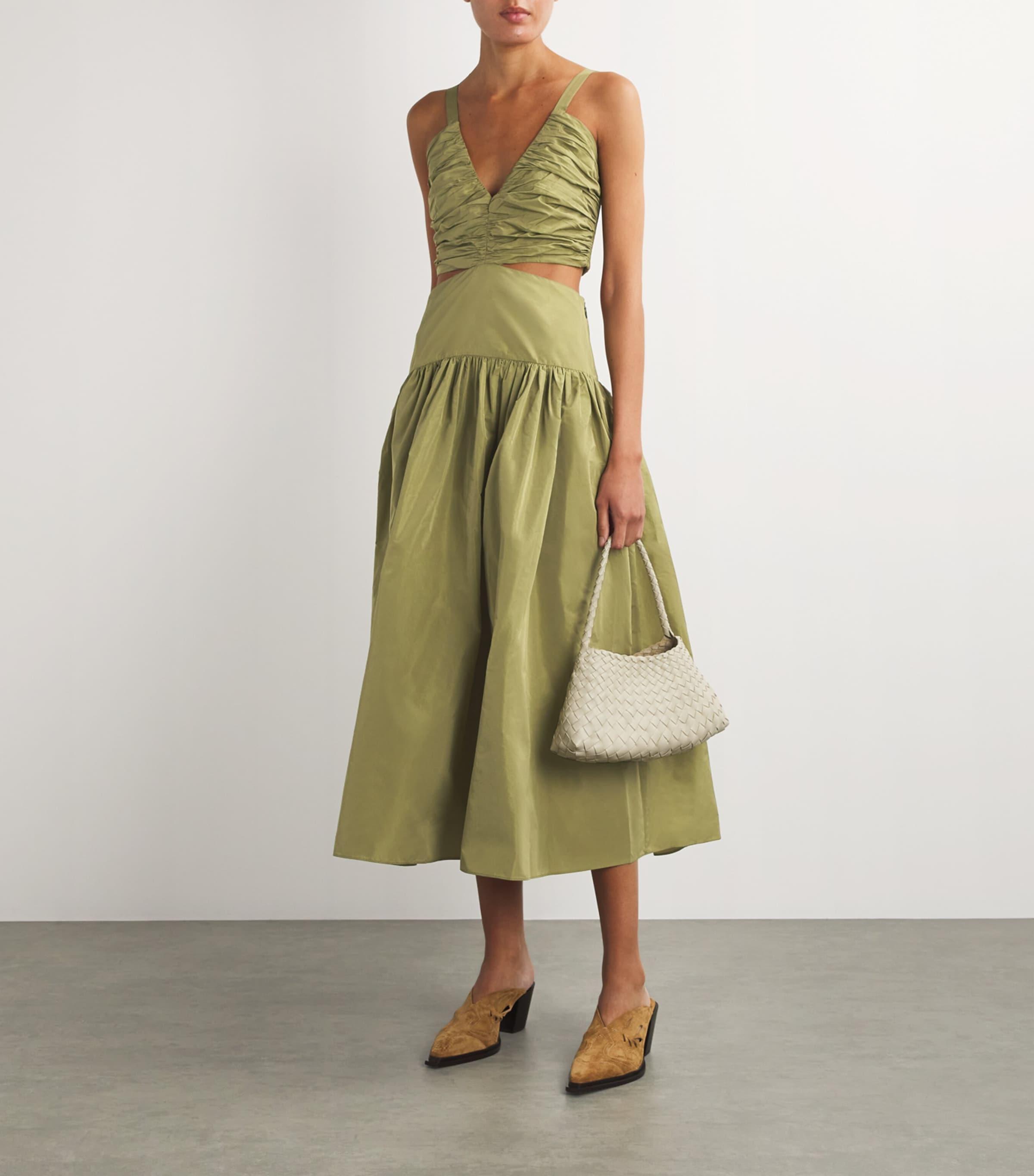 maje paris Cutout shirred taffeta dress