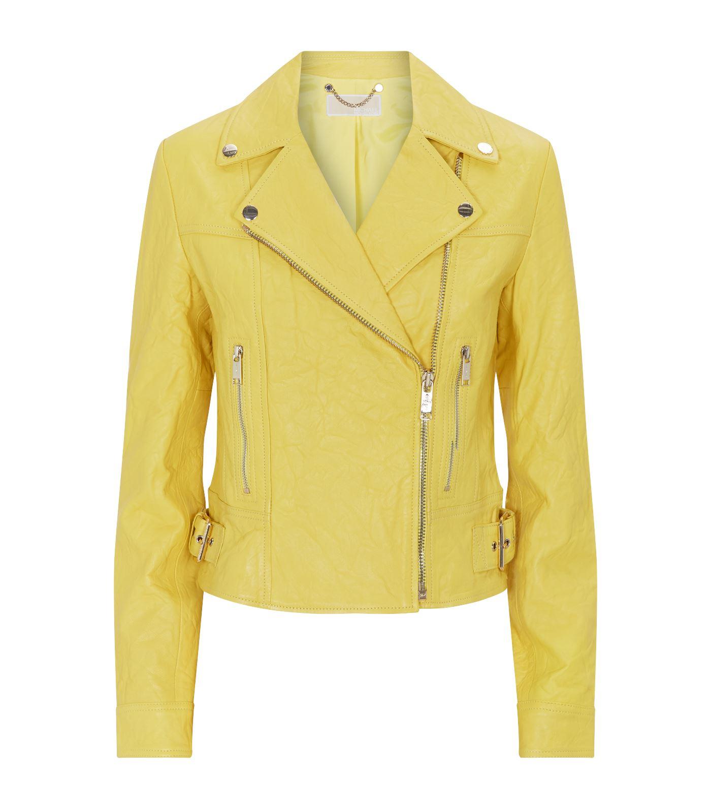MICHAEL Michael Kors Leather Jacket in Yellow - Lyst