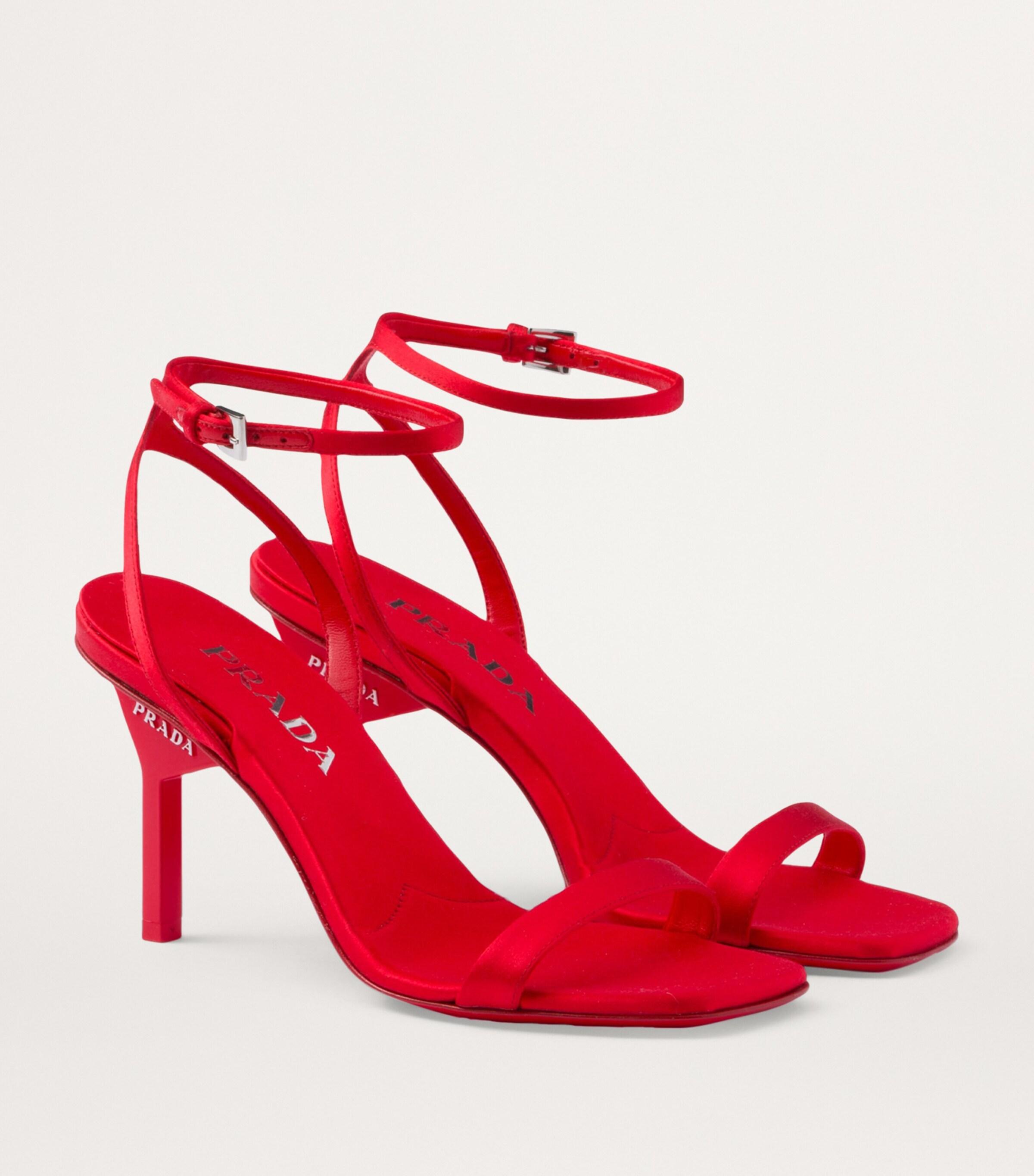 Prada Satin Heeled Sandals 85 in Red Lyst UK
