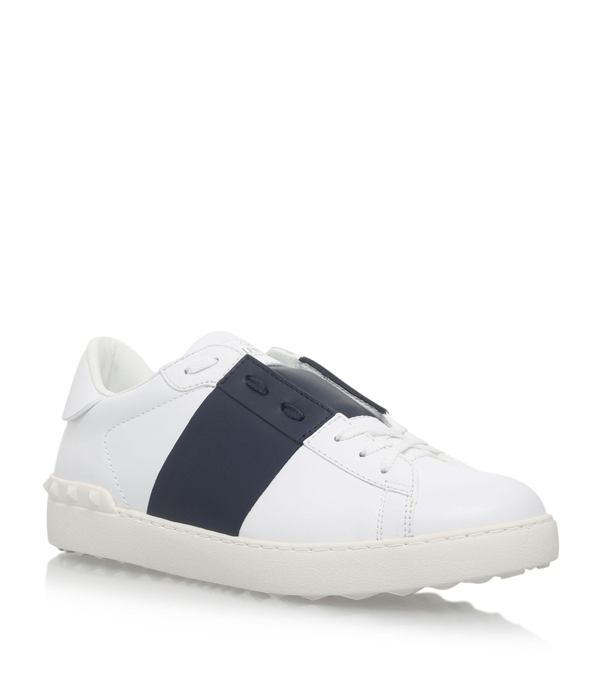 valentino garavani open striped leather sneakers
