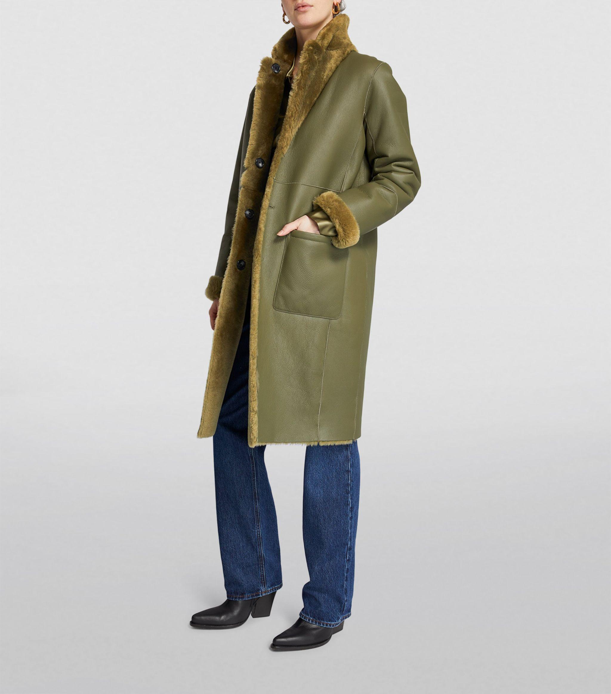 JOSEPH Shearling Reversible Britanny Coat in Green Lyst