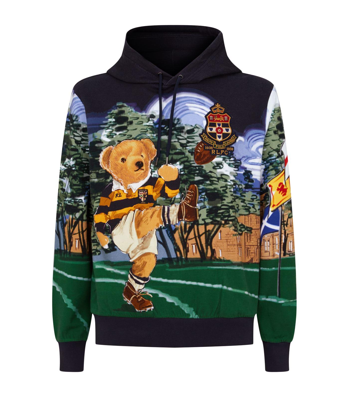 Polo Ralph Lauren Rugby Polo Bear Print Hoodie in Blue for Men | Lyst