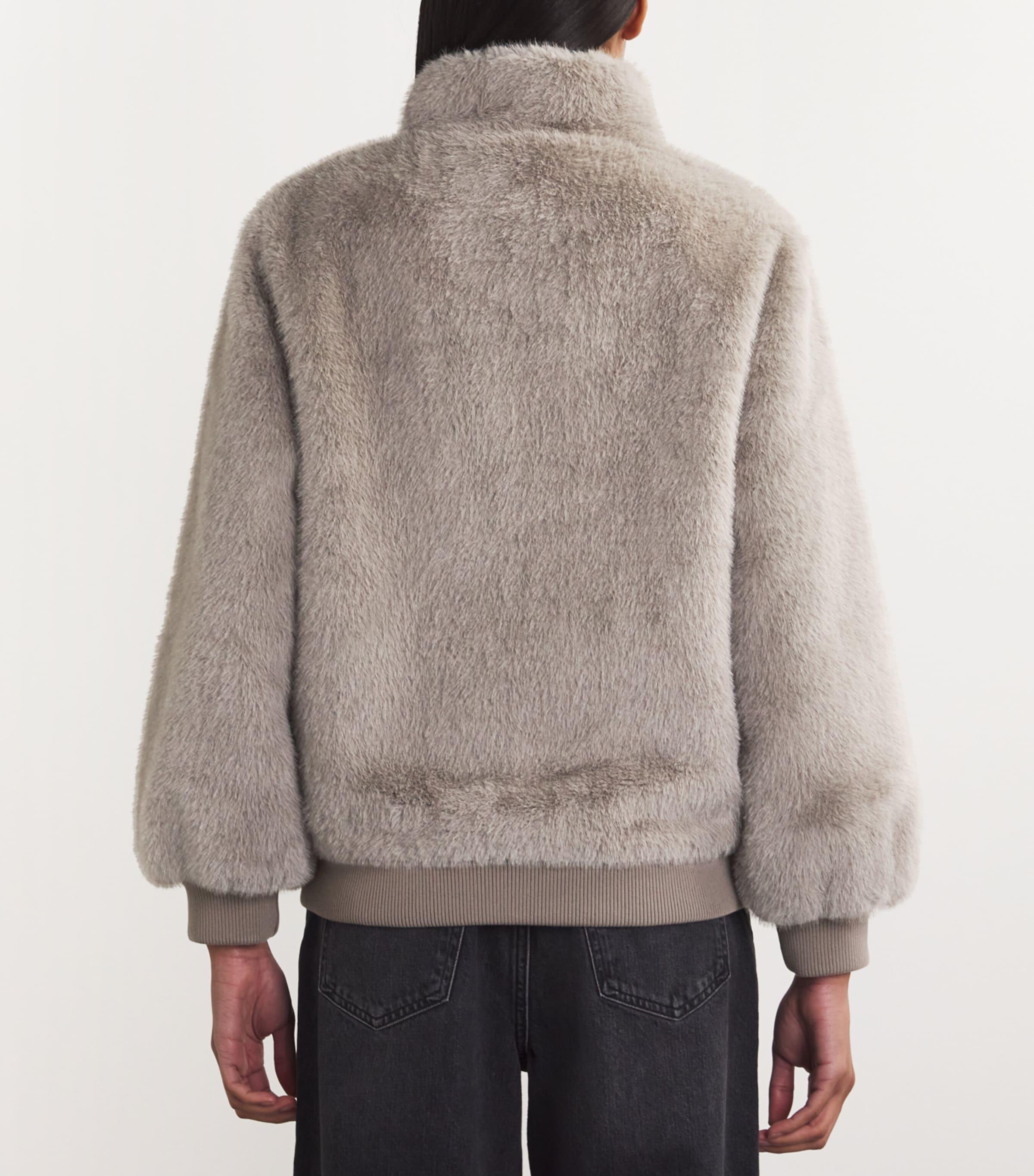 Sandro Faux Fur Jacket in Brown | Lyst UK