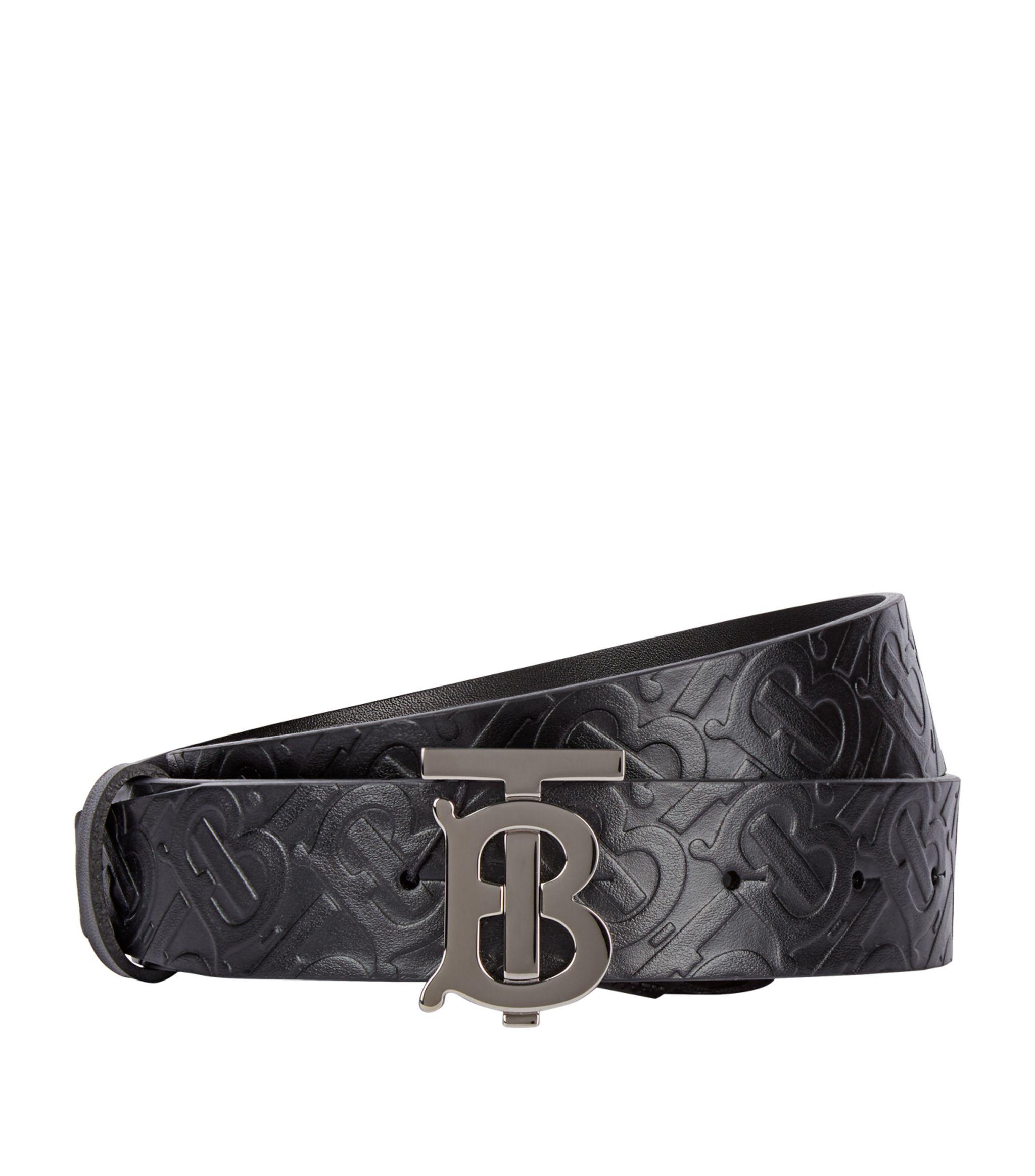 Burberry Leather Tb Monogram Belt in Black for Men - Lyst