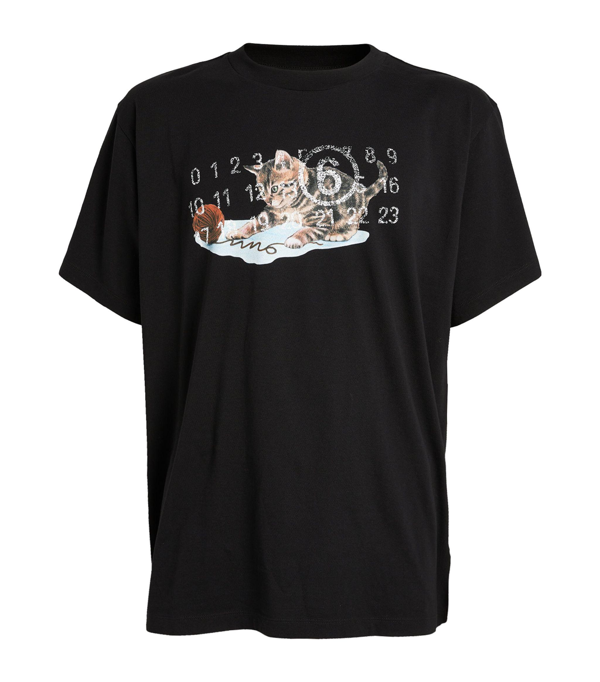 MM6 by Maison Margiela Numerical Kitty T-shirt in Black for Men | Lyst