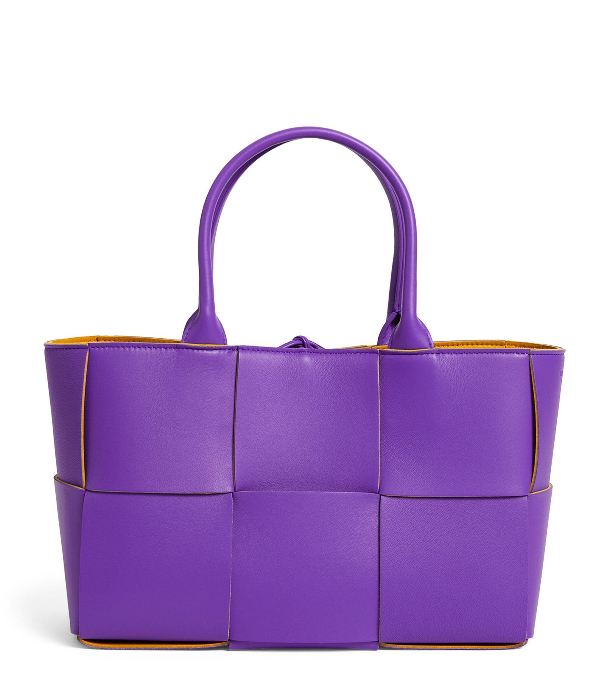 Bottega Small Leather Intreccio Arco Tote Bag in Purple Lyst