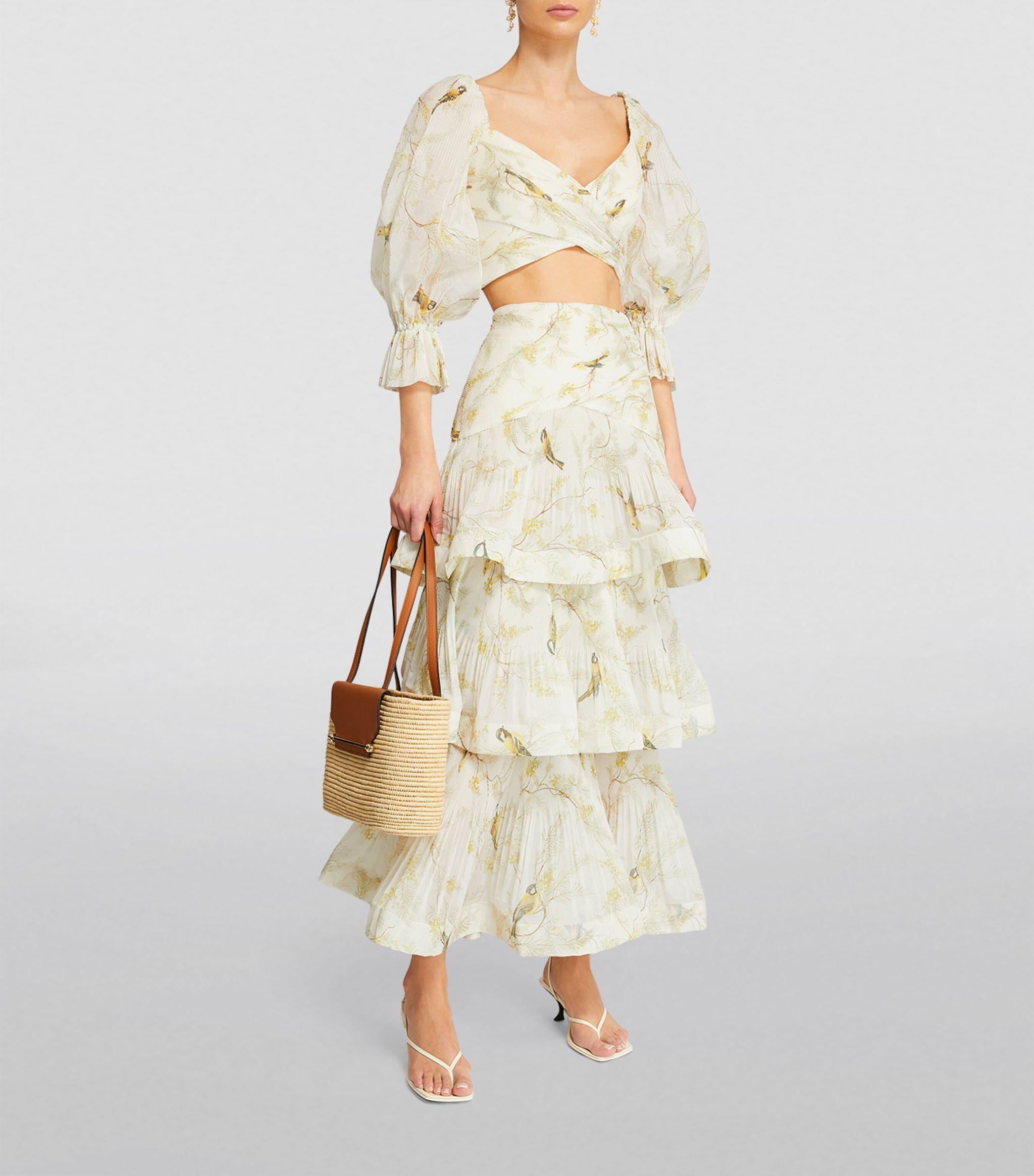 Zimmermann Pleated Maxi Skirt in White | Lyst