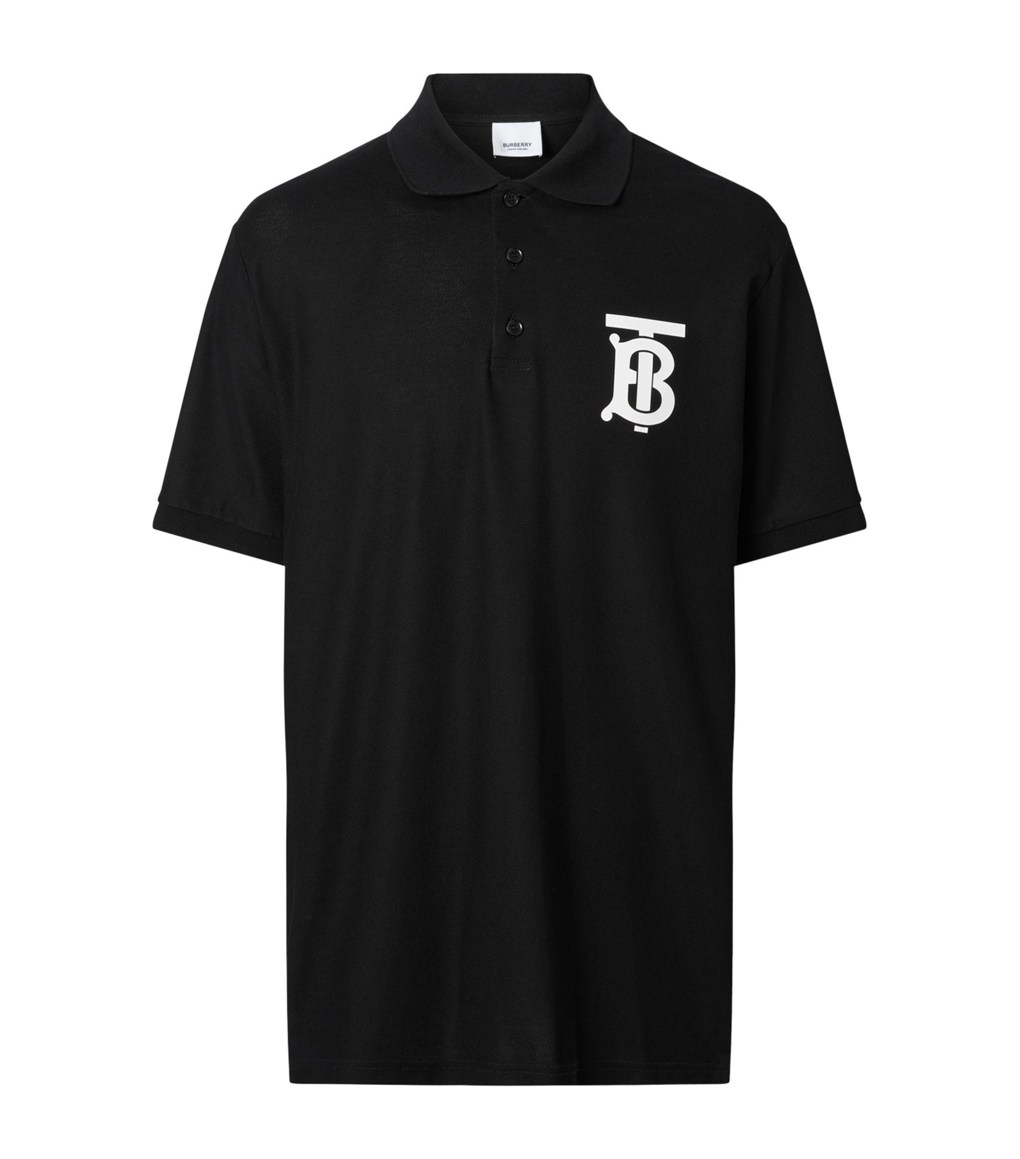 Burberry Cotton Tb Monogram Polo Shirt in Black for Men - Lyst