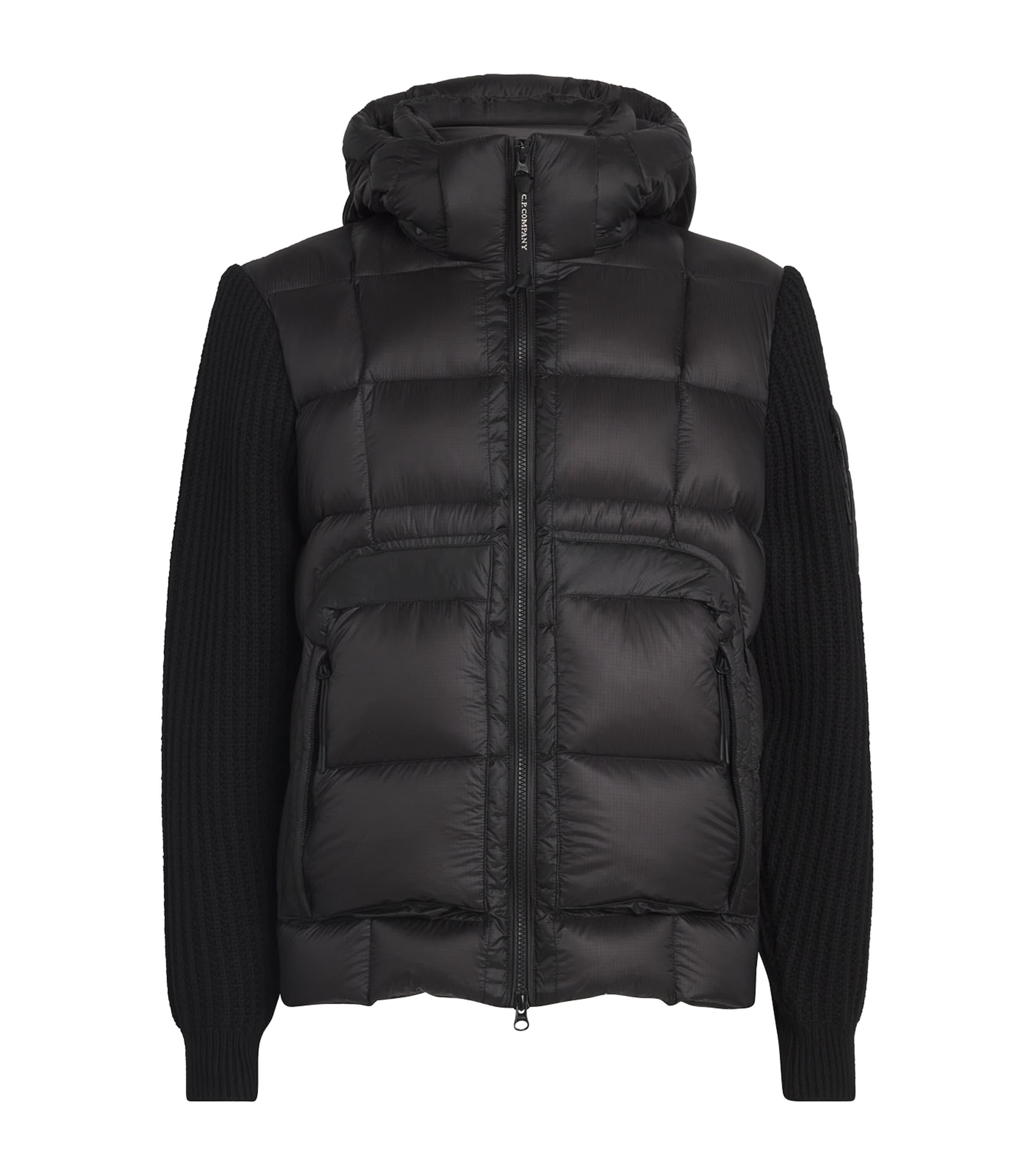 C.P. Company Down Wool-Detail Hybrid Jacket in Black for Men | Lyst