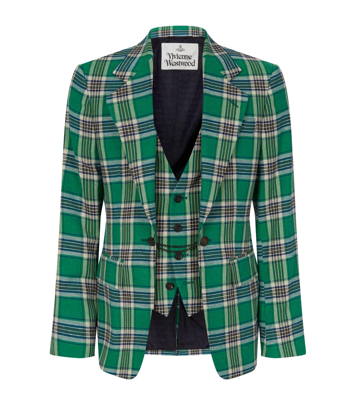 Vivienne Westwood Brushed Cotton Tartan Blazer in Green for Men - Lyst
