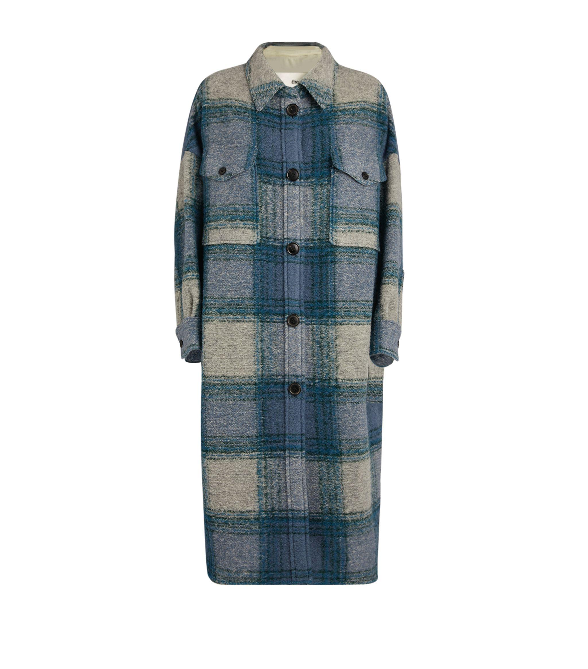 Étoile Isabel Marant Wool Gabrion Check Coat in Blue - Lyst