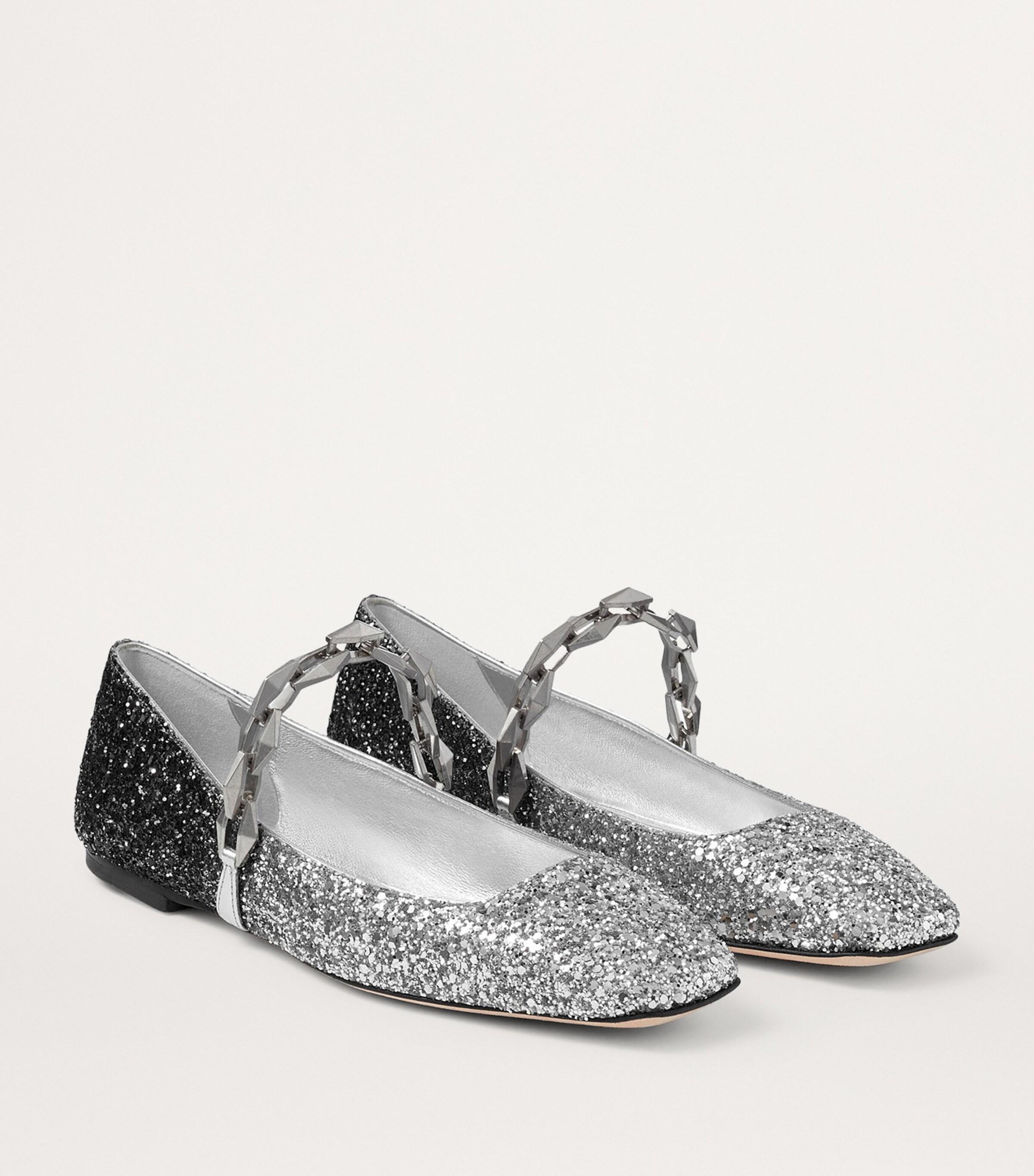 Jimmy Choo Diamond Tilda Glitter Ballet Flats in Black | Lyst