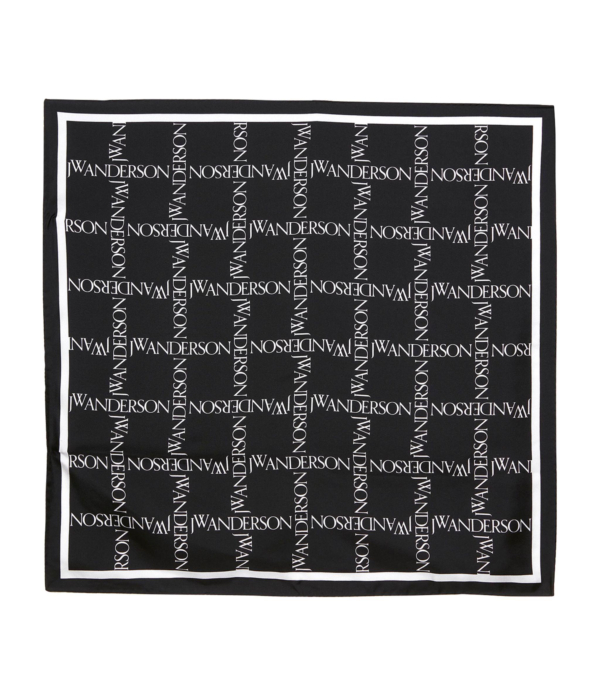 JW Anderson logo-print Silk Scarf - Black