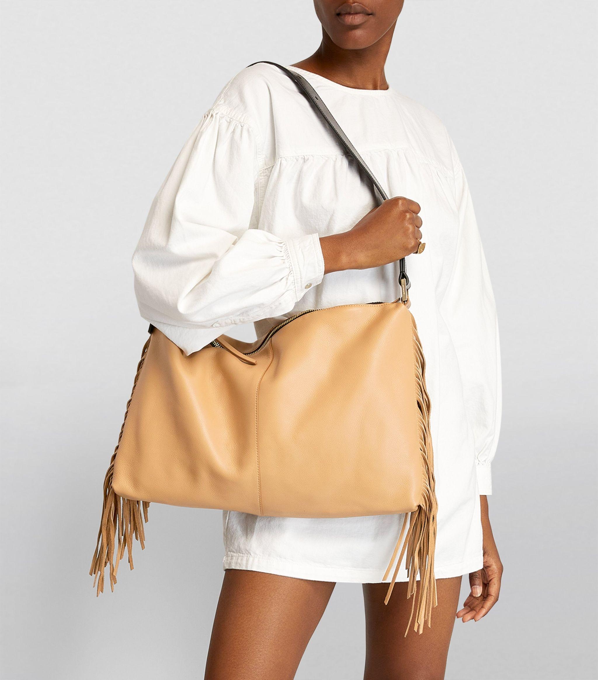 AllSaints Leather Edbury Fringe Shoulder Bag in Brown | Lyst