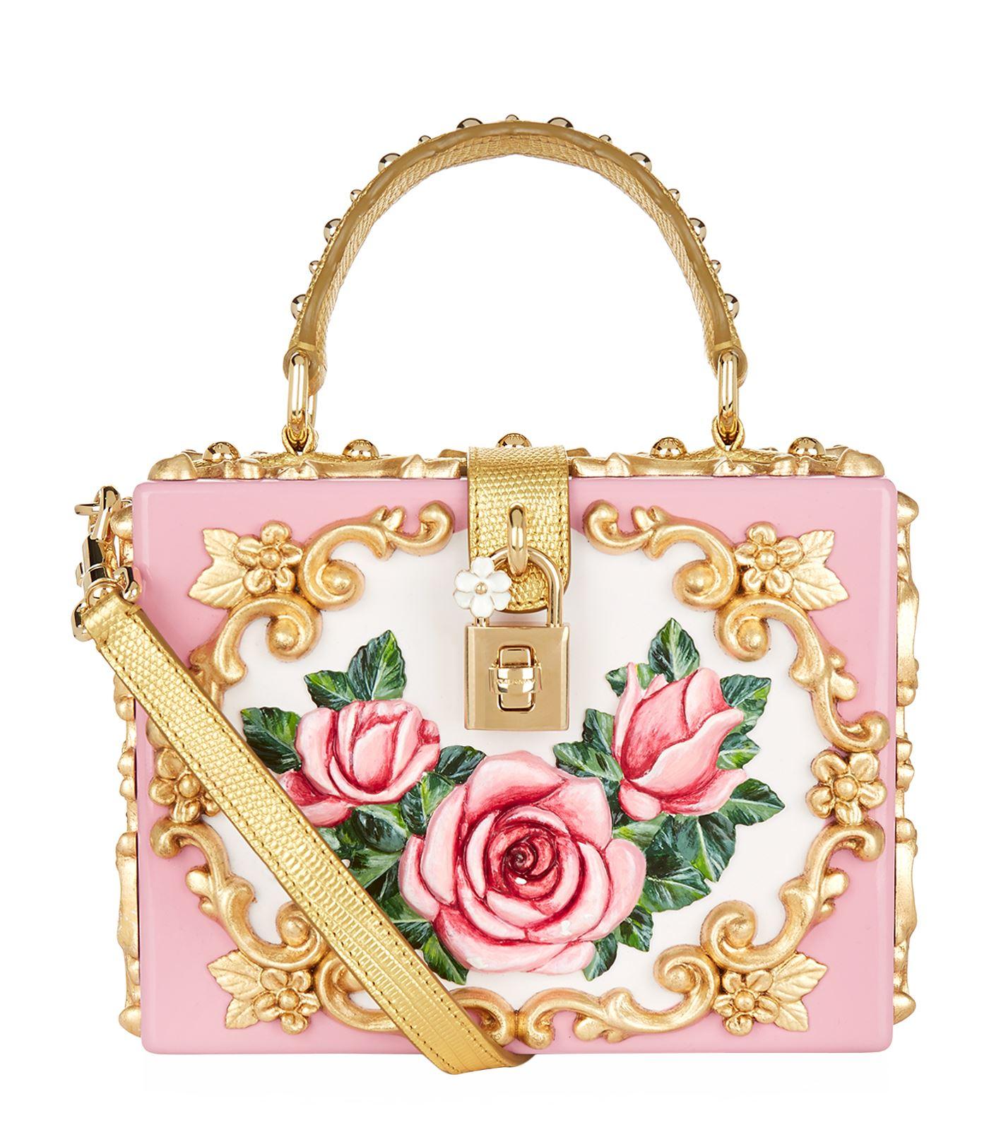 Rose Embellished Top Handle Bag