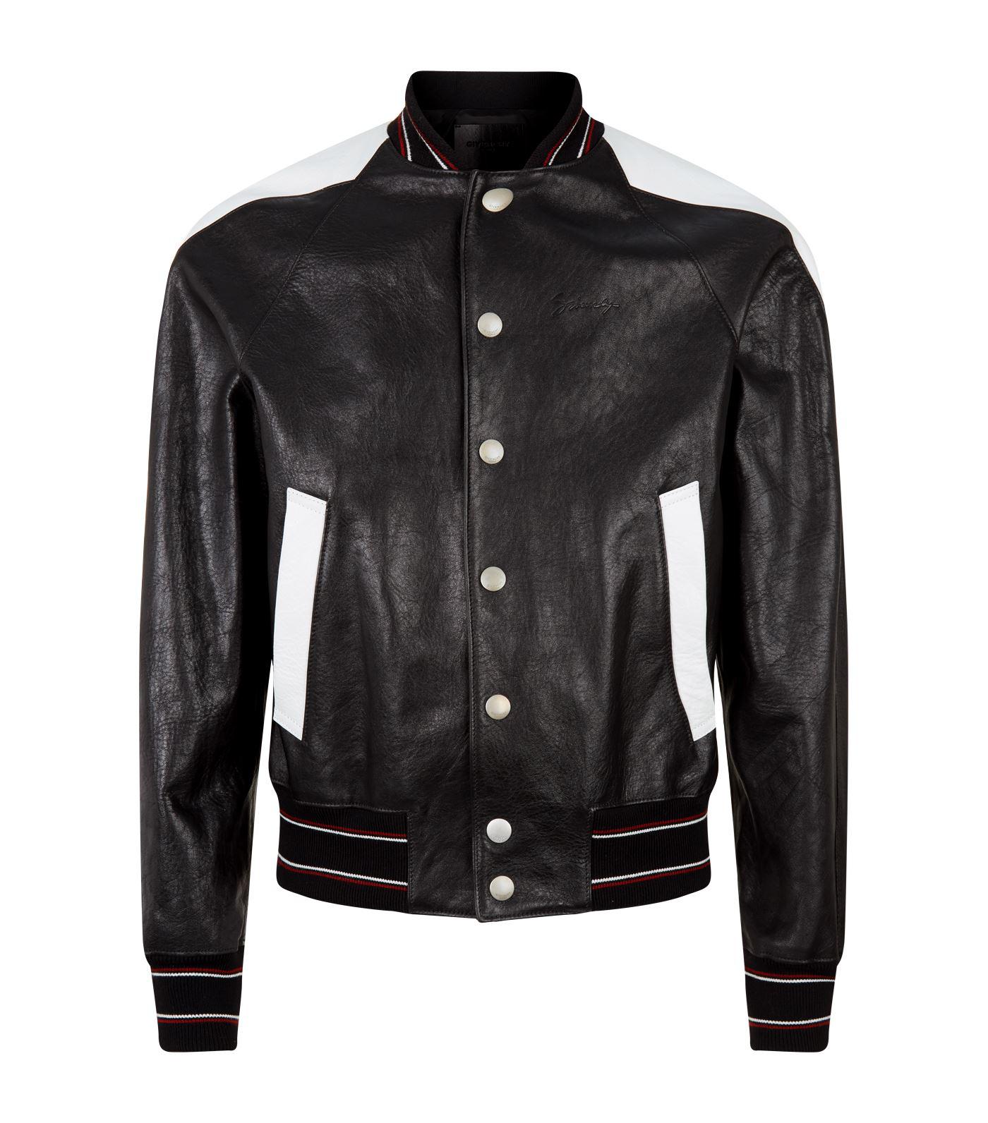 Lyst Givenchy Leather Varsity Bomber Jacket in Black for Men
