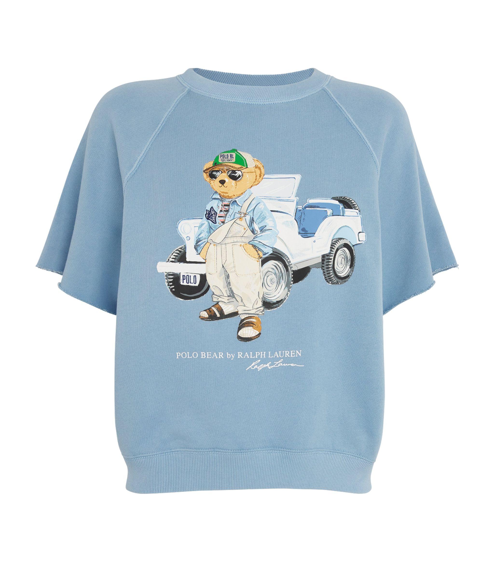 Polo Ralph Lauren Cotton Short-sleeve Polo Bear Sweatshirt in Blue