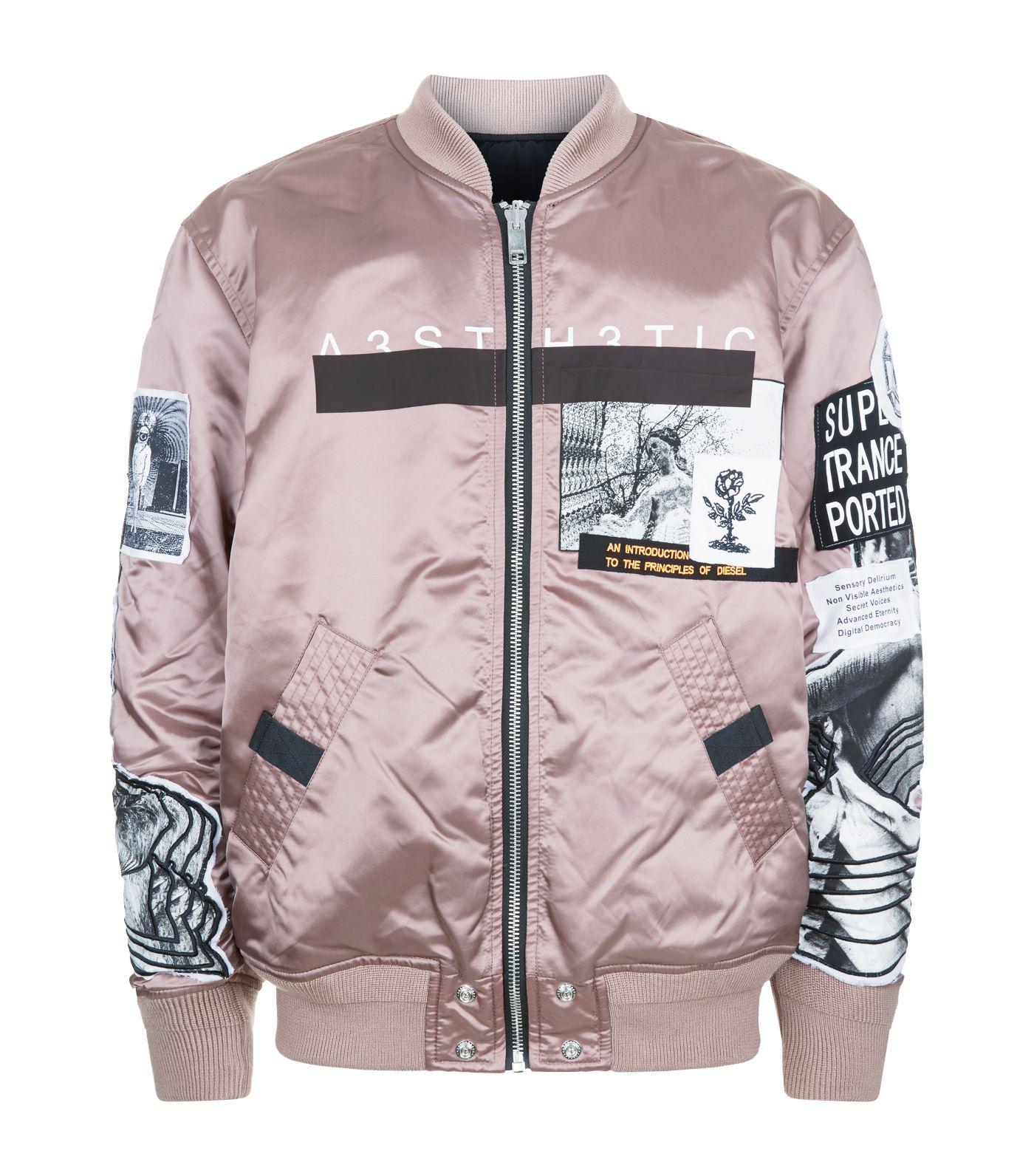 DIESEL Patchwork Reversible Bomber Jacket in Pink for Men | Lyst