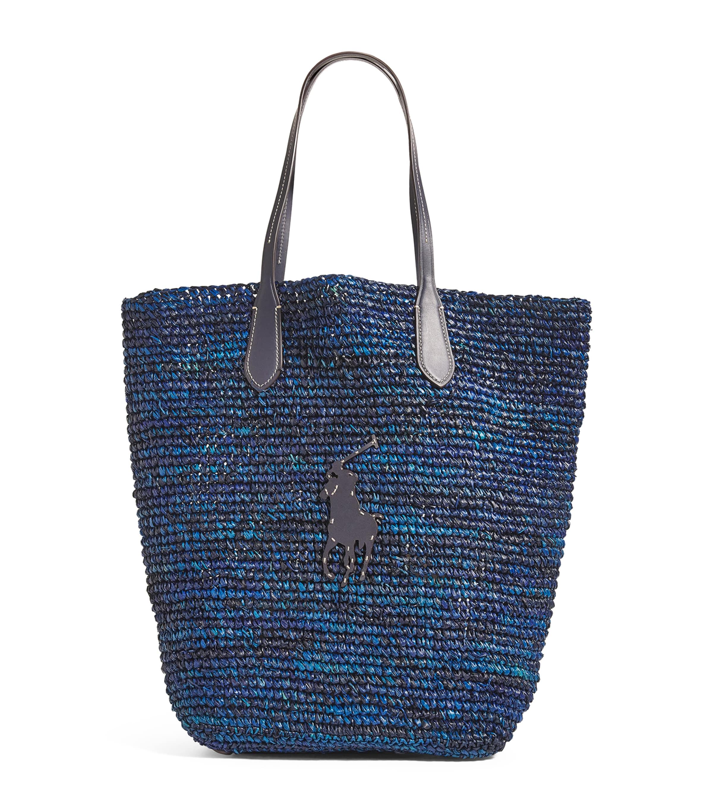 ■POLO RALPH LAUREN■ W Raffia Medium North South Tote Multi Genuine Polo Ralph Lauren Raffia Medium North South Tote Bag