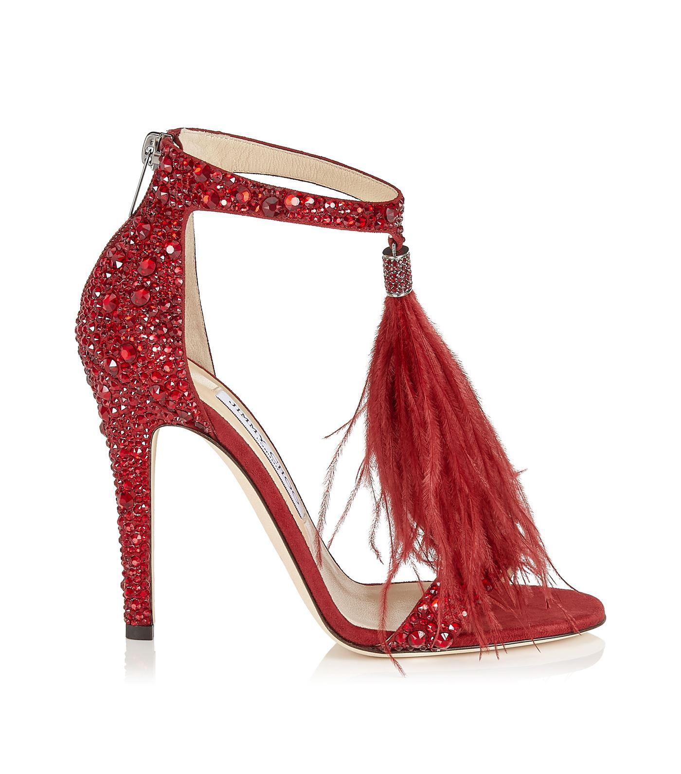 Jimmy Choo Leather Viola 100 Sandals in Red - Lyst