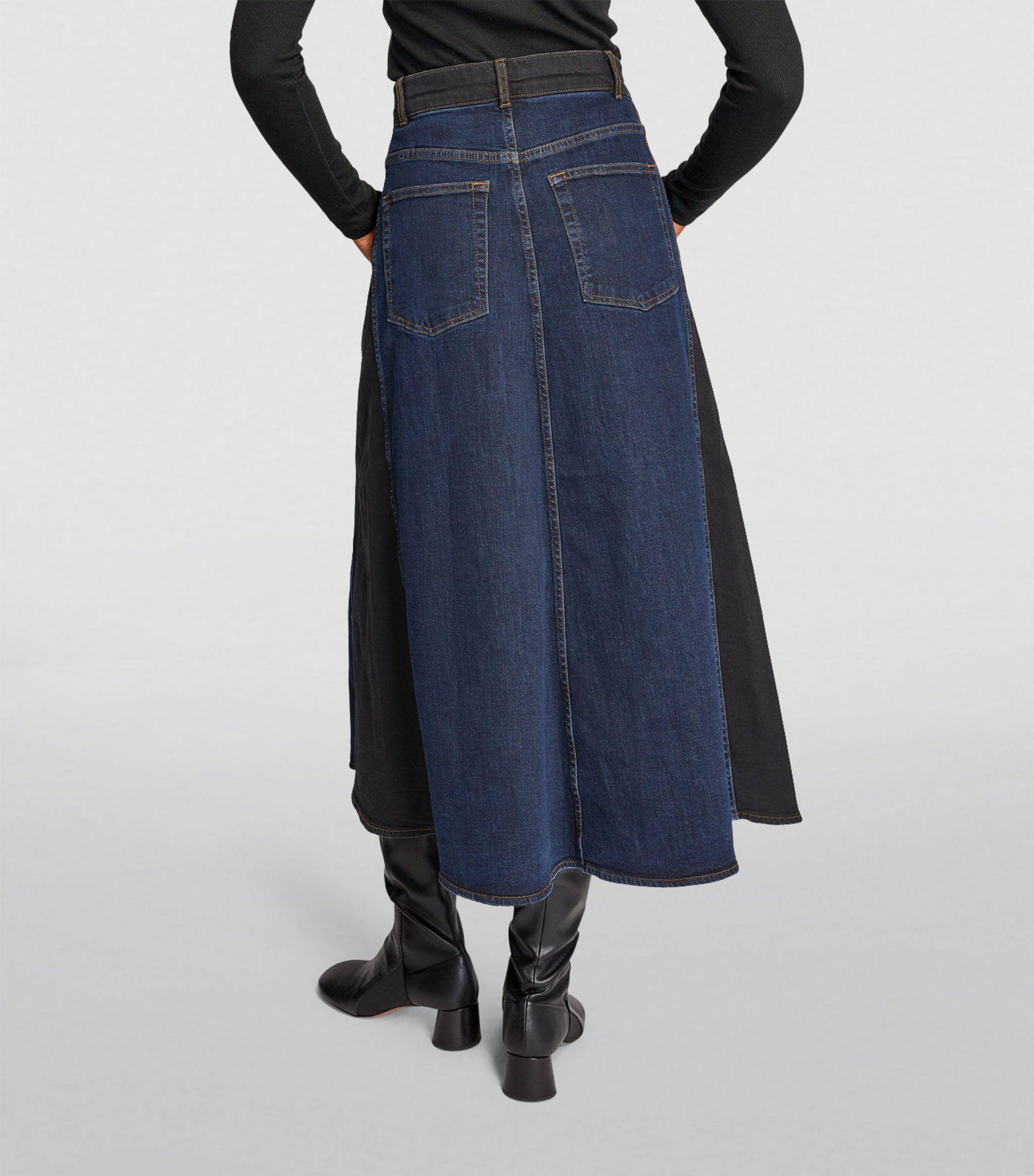 ME+EM Me+em Two-tone Denim Midi Skirt in Blue | Lyst UK
