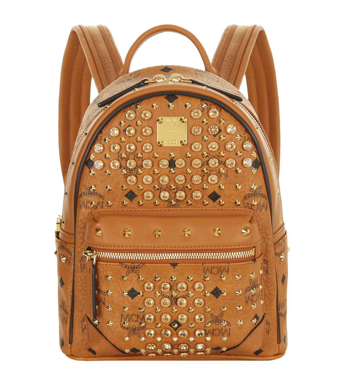 MCM Canvas Mini Diamond Visetos Backpack in Brown Lyst