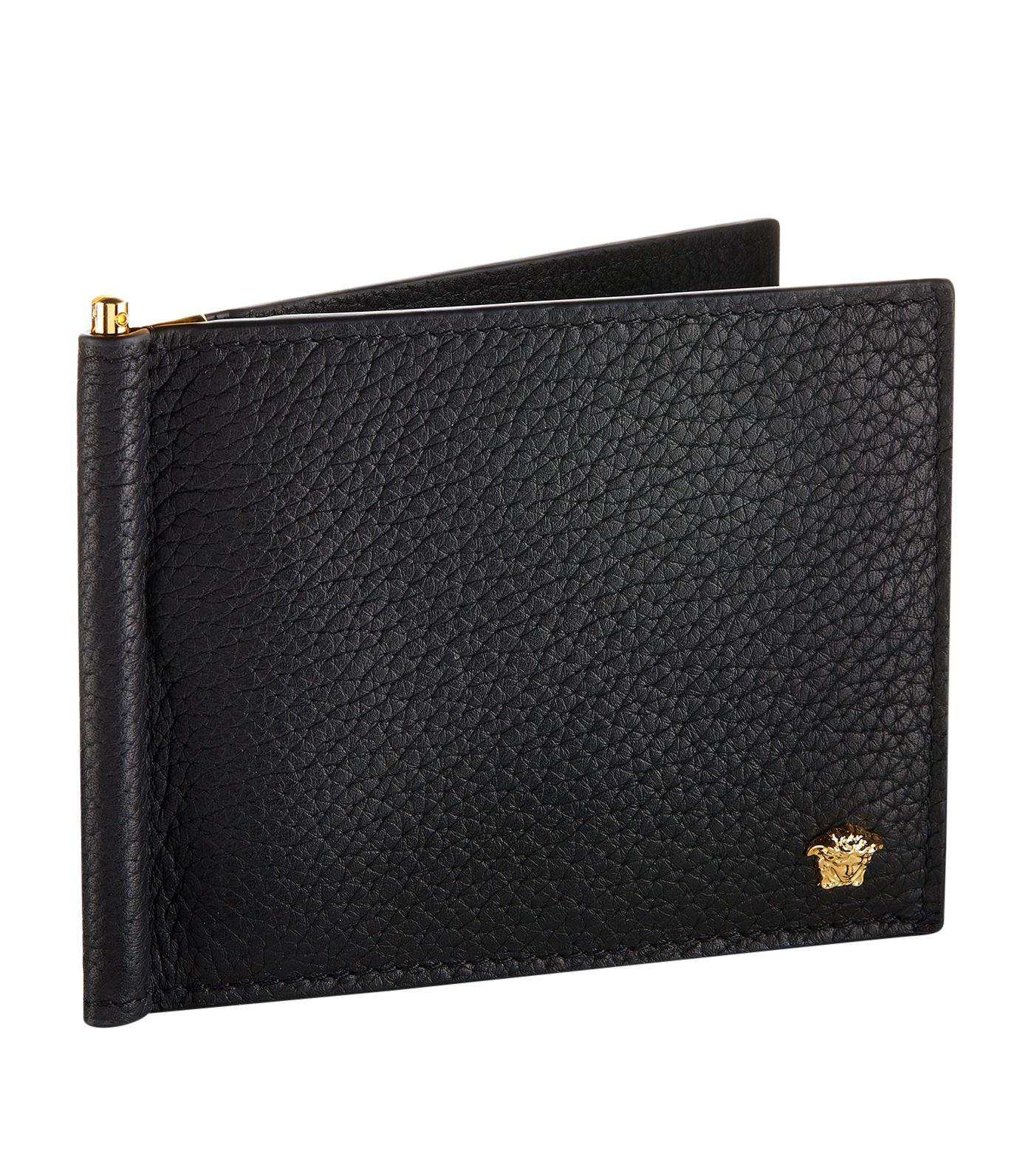 Versace Medusa Money Clip Wallet in Black for Men | Lyst