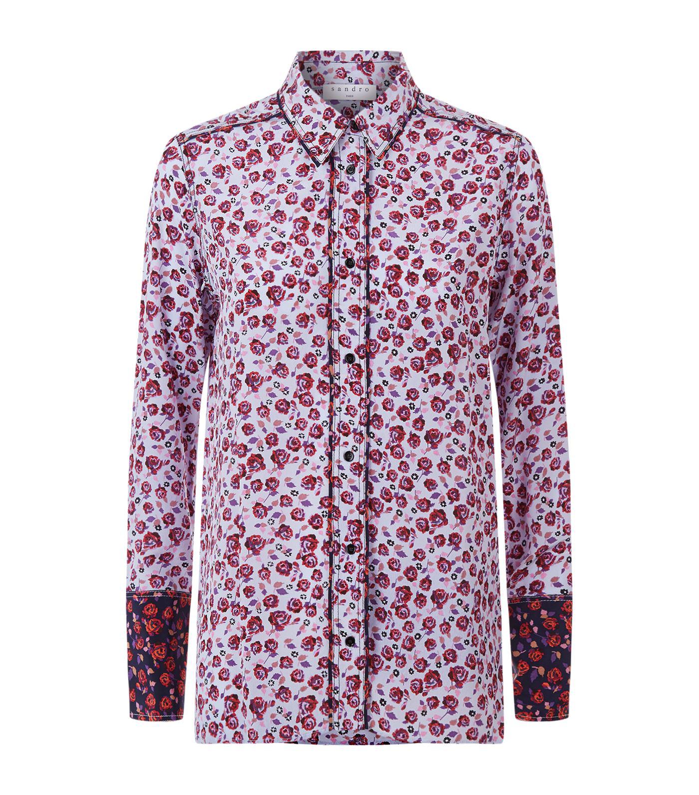 Sandro Silk Floral Printed Shirt | Lyst