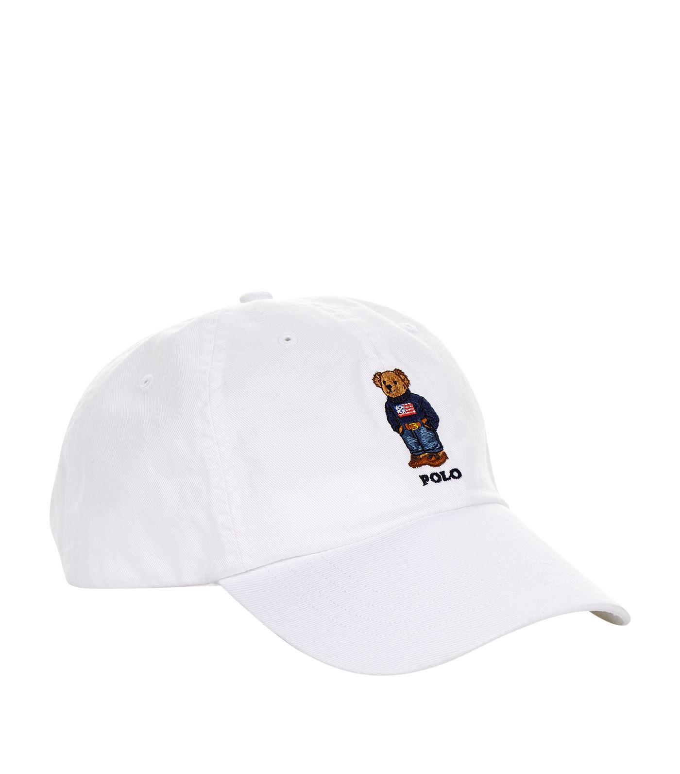 Polo Ralph Lauren Cotton Embroidered Bear Cap in White for Men - Lyst