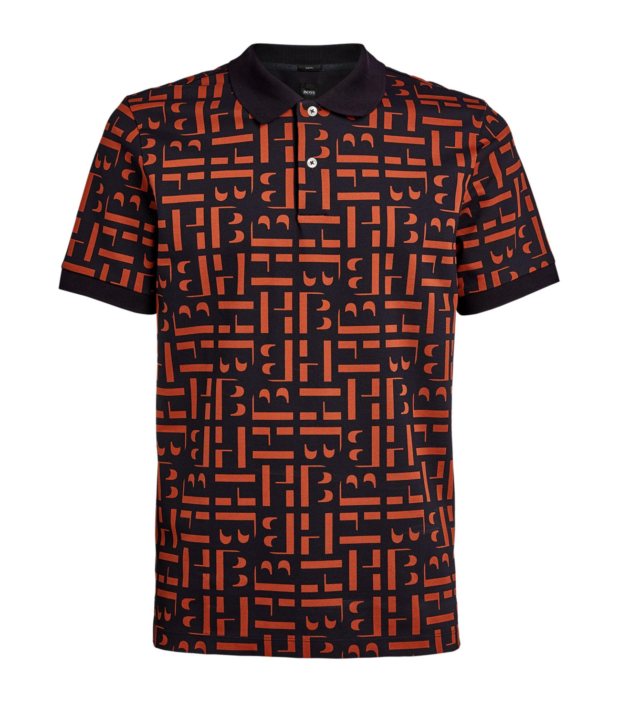 BOSS by HUGO BOSS Cotton Hb Print Polo Shirt in Orange Men - Lyst