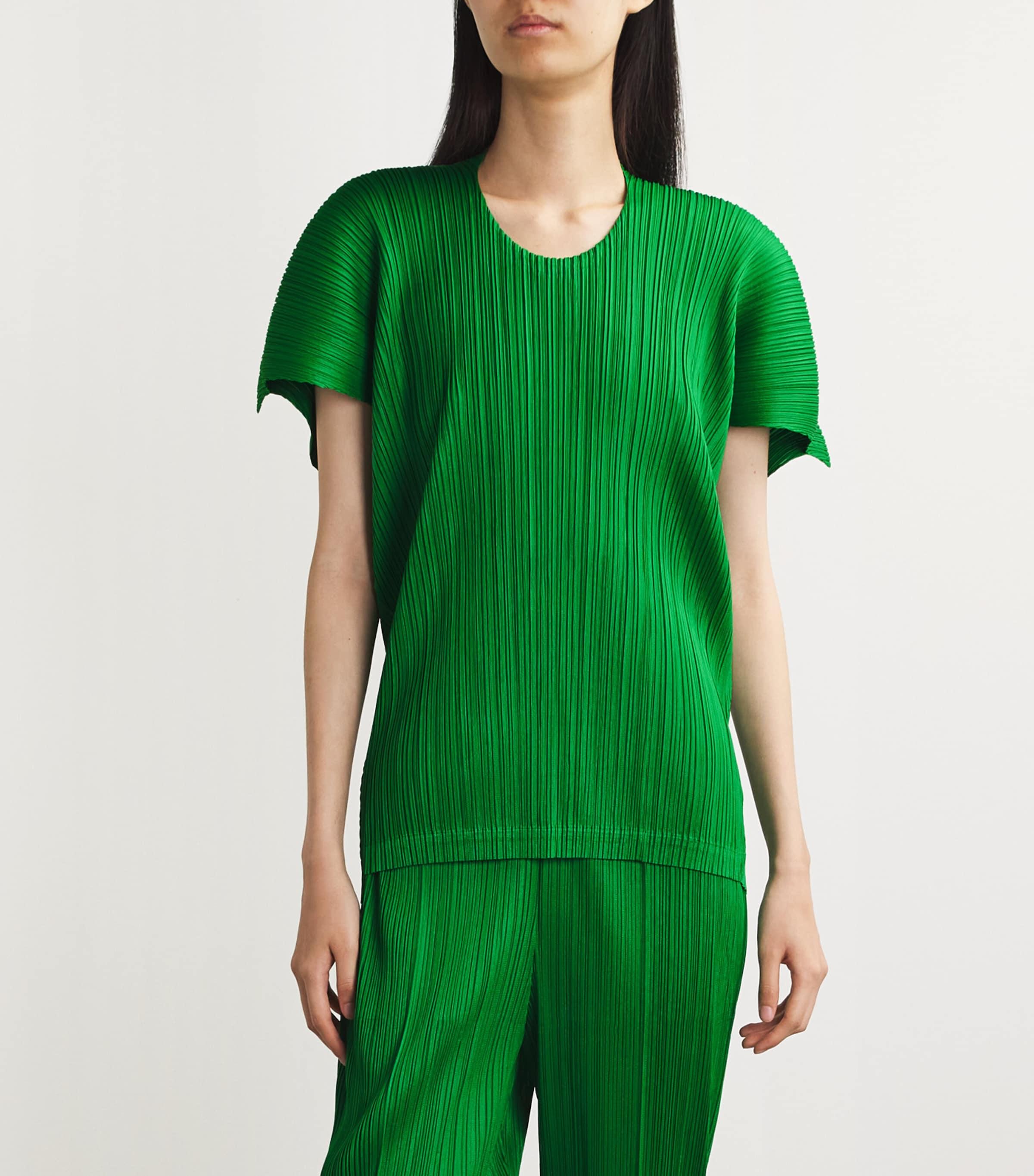Pleats Please Issey Miyake Pleated Space Rock Top in Green | Lyst