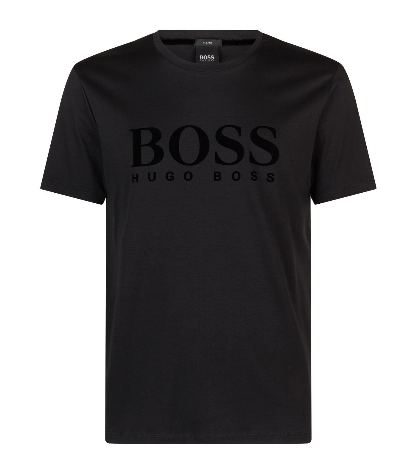 BOSS by HUGO BOSS Velvet Logo T-shirt in Black for Men | Lyst
