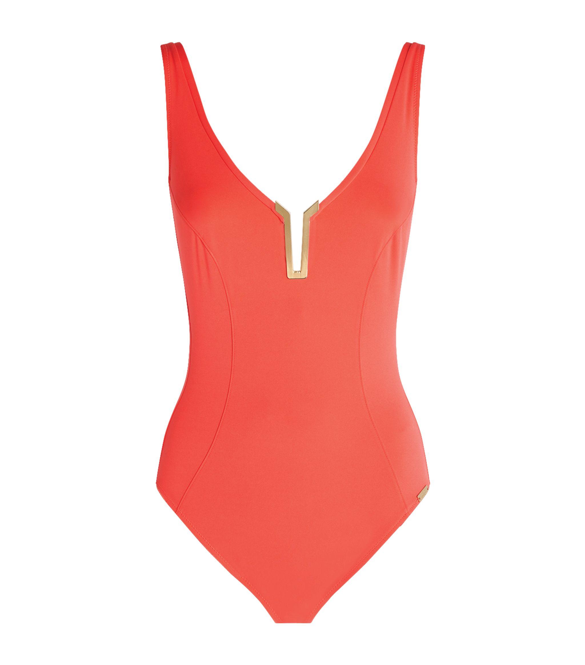 Maryan Mehlhorn Synthetic V-bar Swimsuit in Red - Lyst