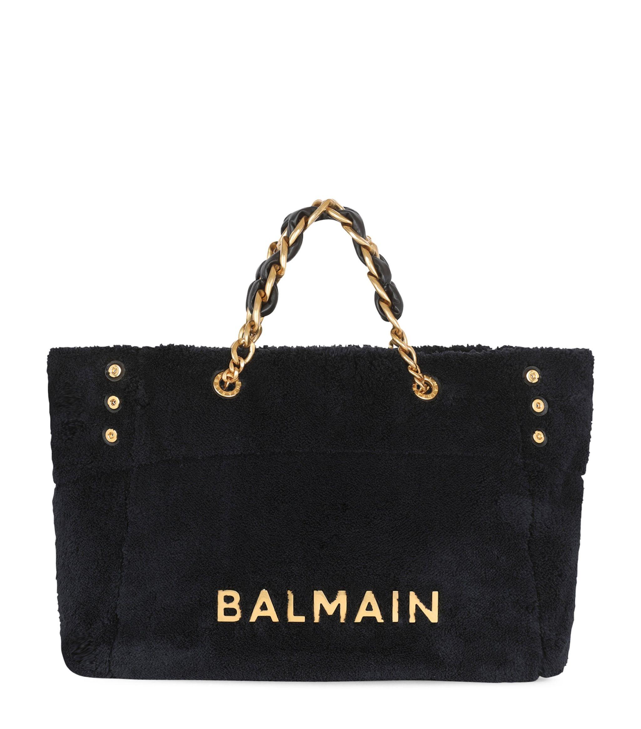 Balmain Terry Cloth 1945 Soft Tote Bag in Black Lyst