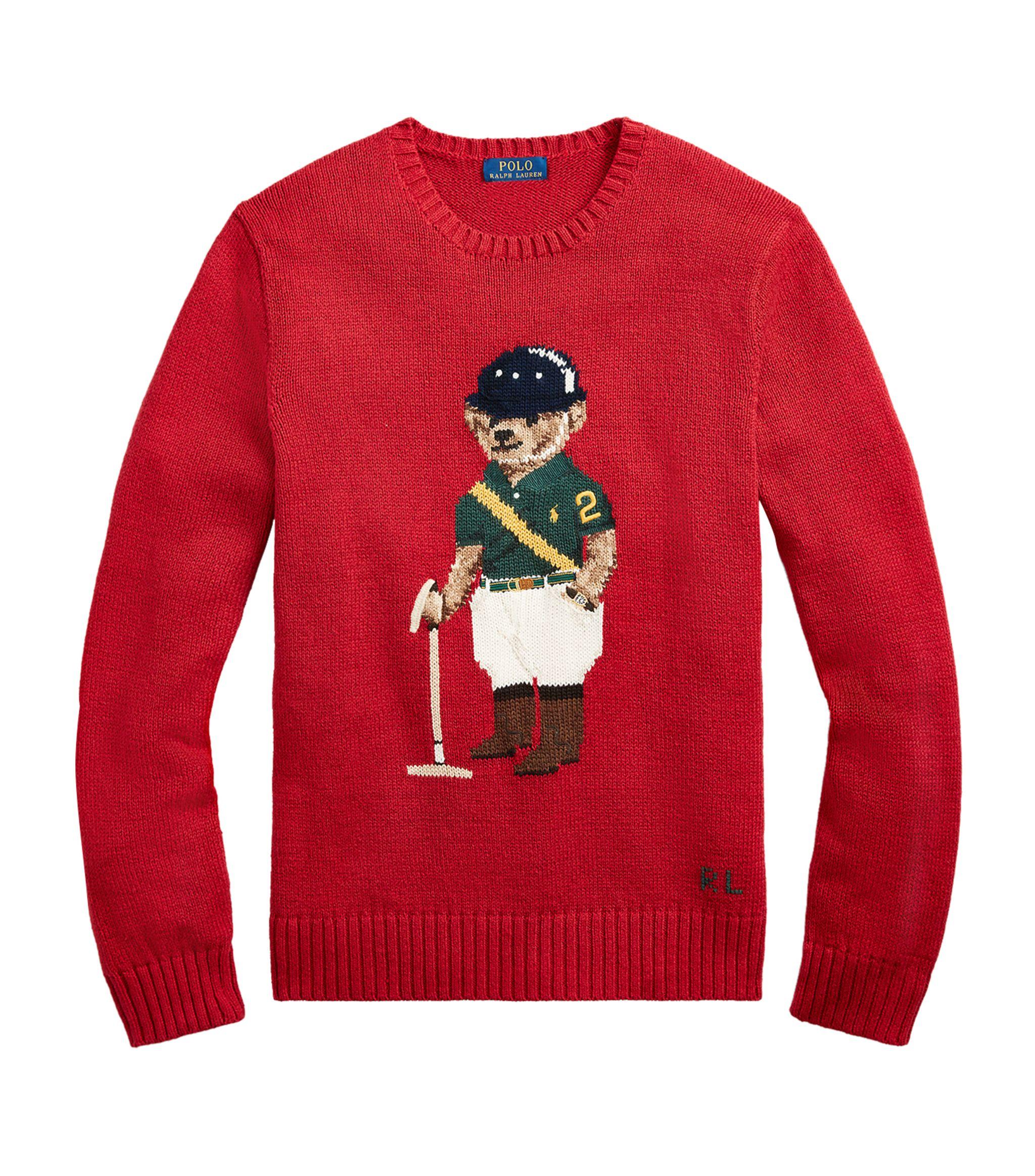 Ralph Lauren Cotton Polo Bear Knitted Sweater in Red for Men | Lyst