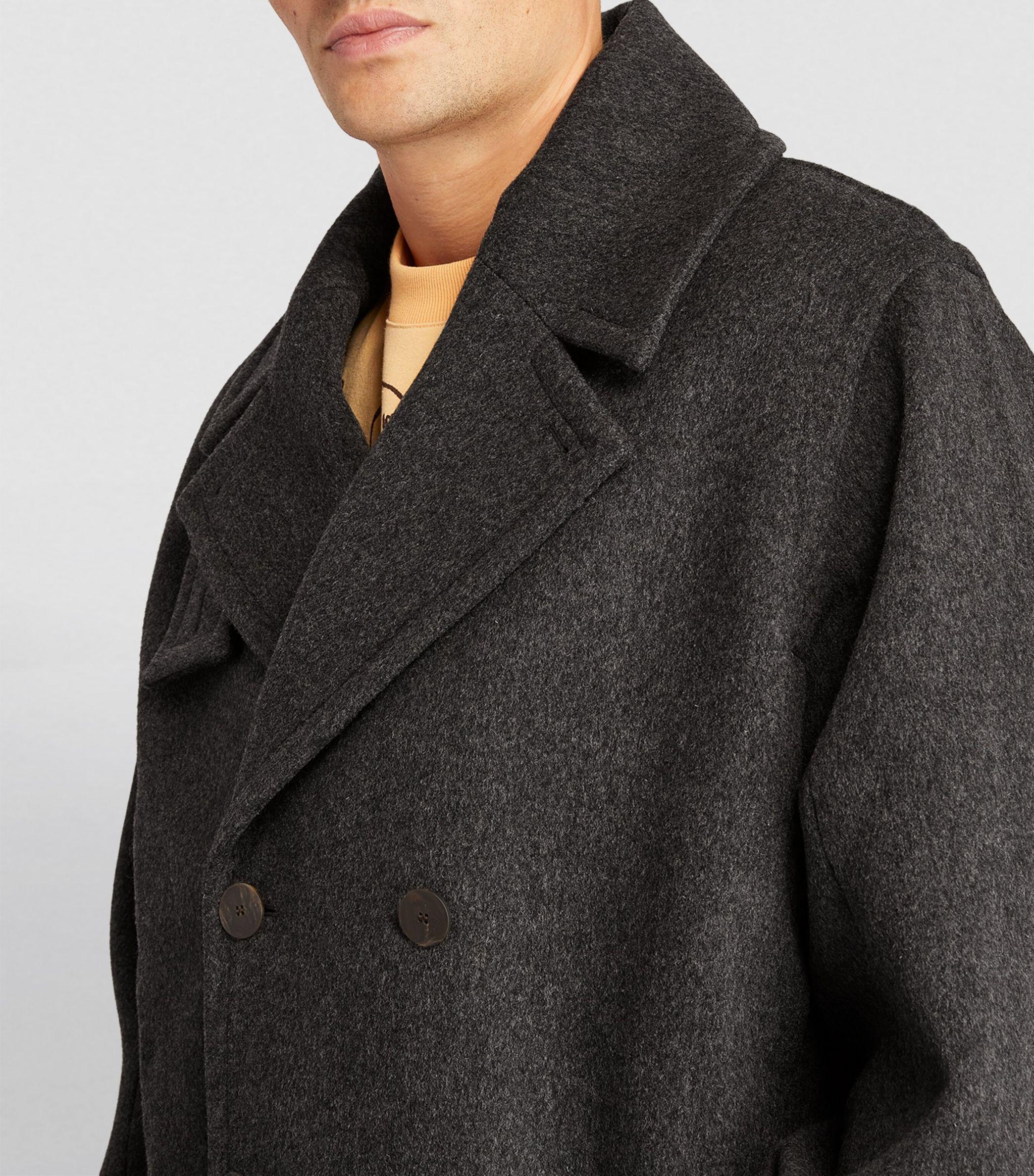 Studio Nicholson Wool-blend Pea Coat in Black for Men | Lyst UK