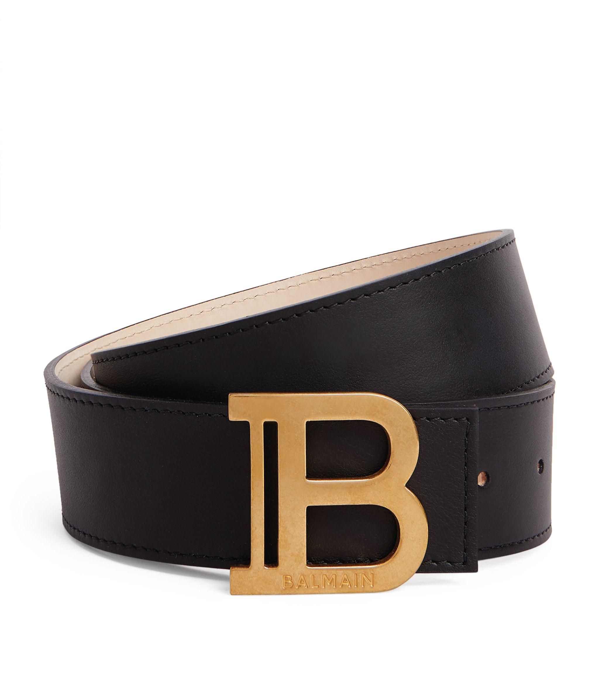 Balmain Leather Monogram Belt in Black Lyst