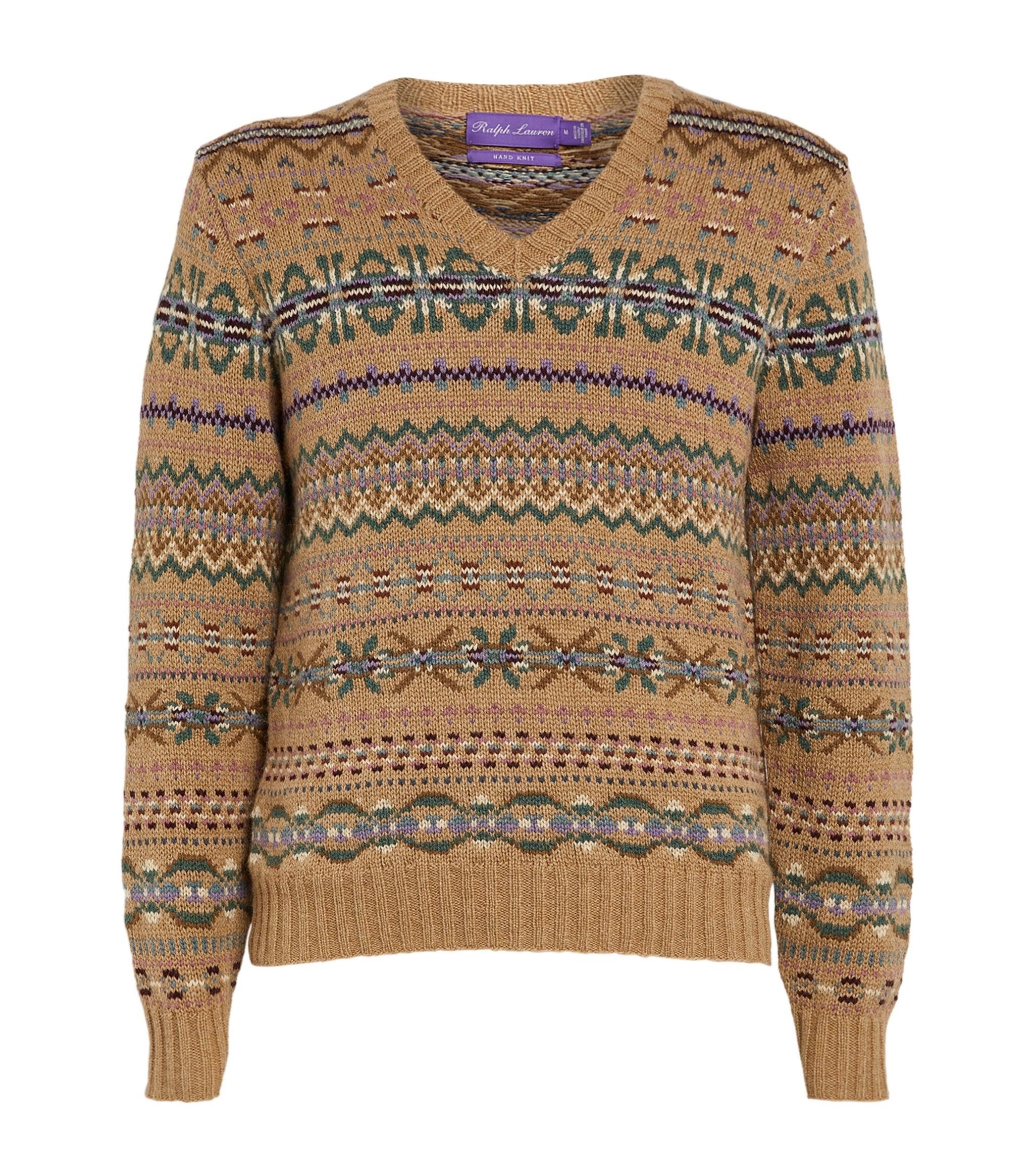 Ralph Lauren Purple Label Cashmereblend Fair Isle Sweater in Brown for