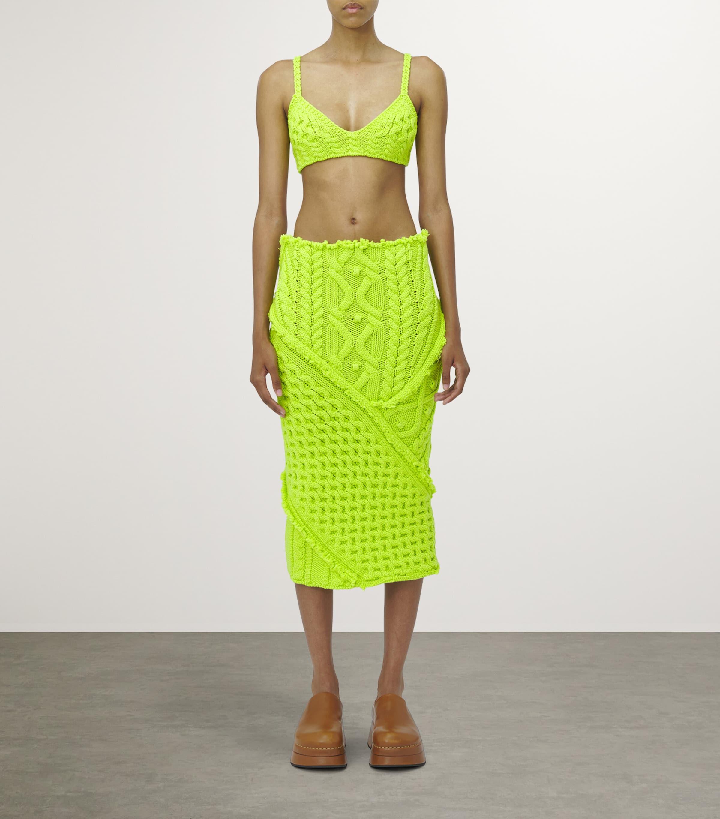 McQueen Wool-Cashmere Cable-Knit Midi Skirt in Green | Lyst