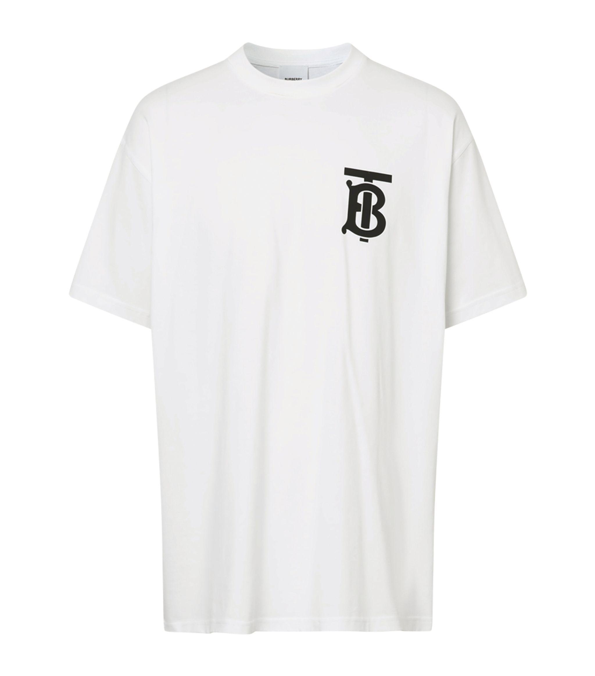 Burberry Cotton Tb Monogram T-shirt in White for Men | Lyst