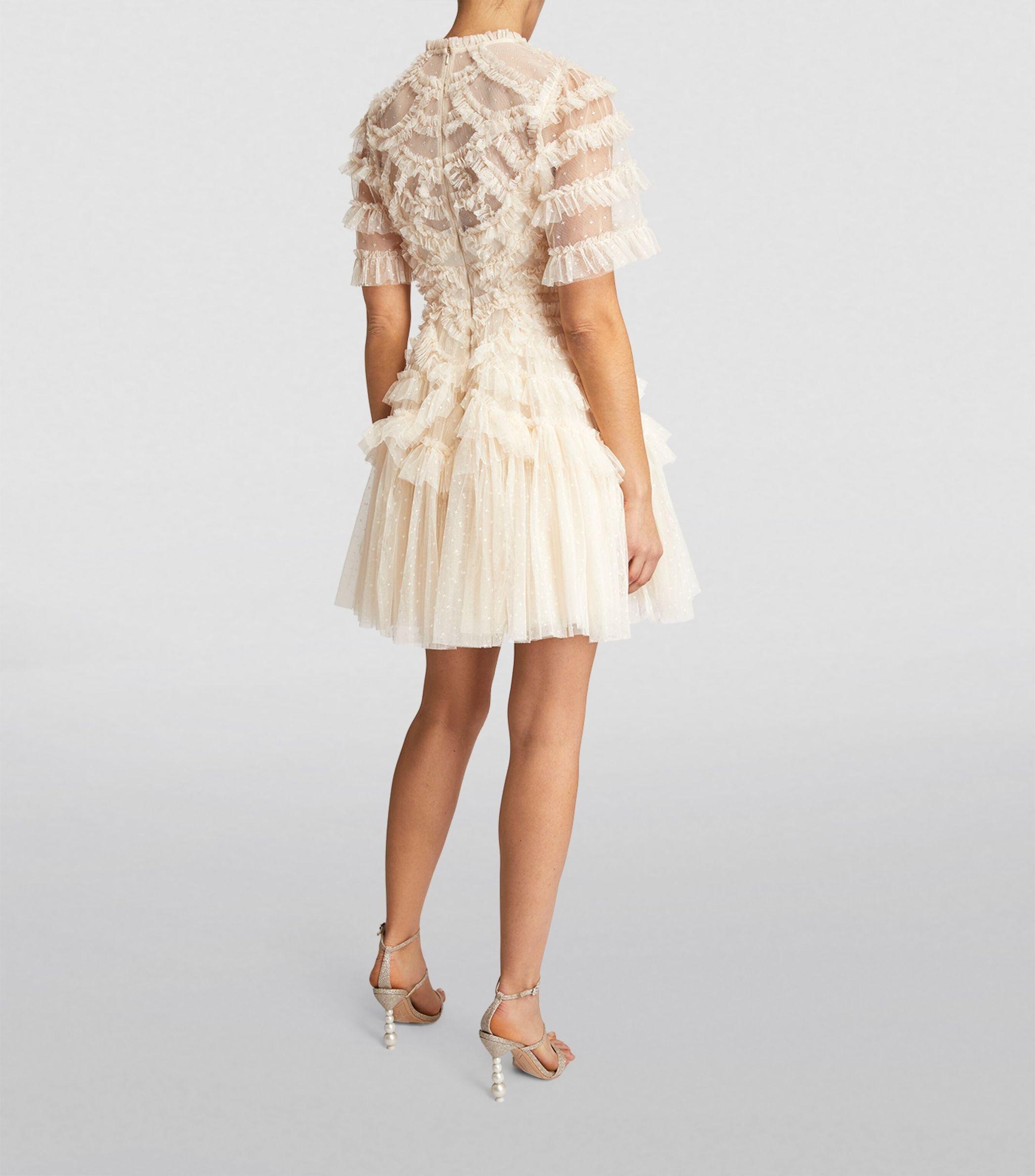 knee length dresses for ladies Brune Neutral 3D Butterfly Tulle Mini Dress