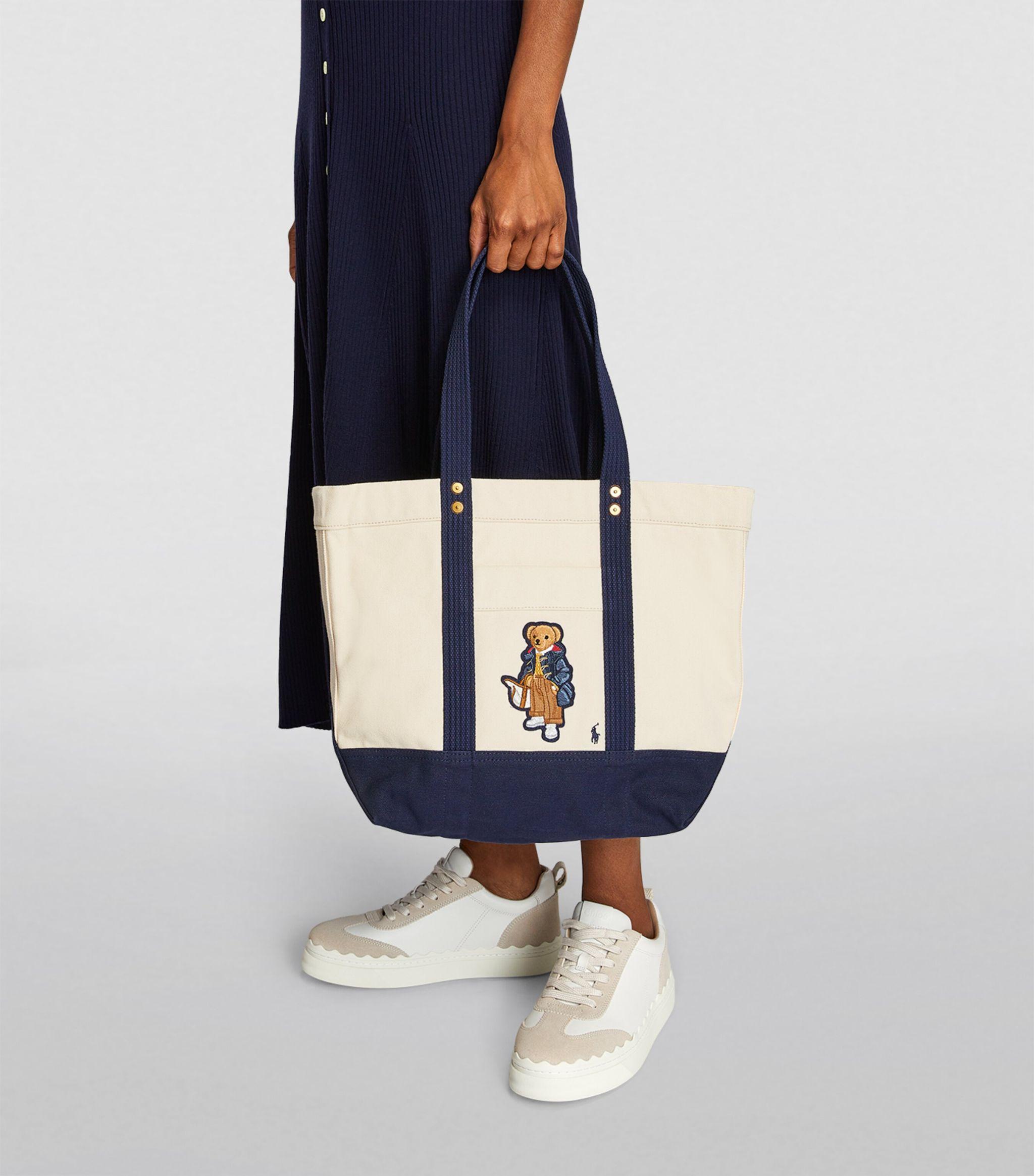 Polo Ralph Lauren Medium Canvas Polo Bear Tote Bag in Blue Lyst