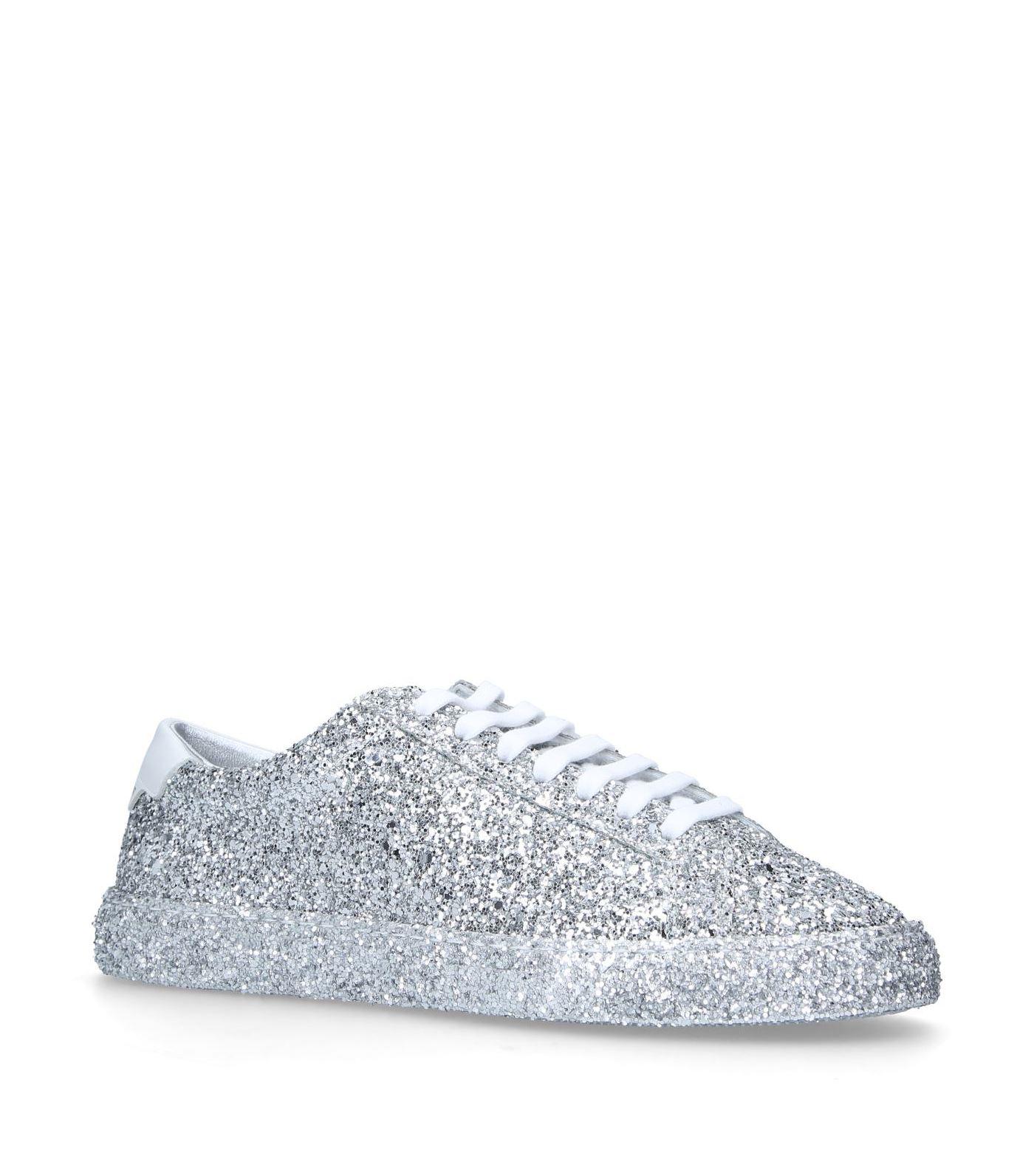 Saint Laurent Pumps calfskin Logo Glitter silver