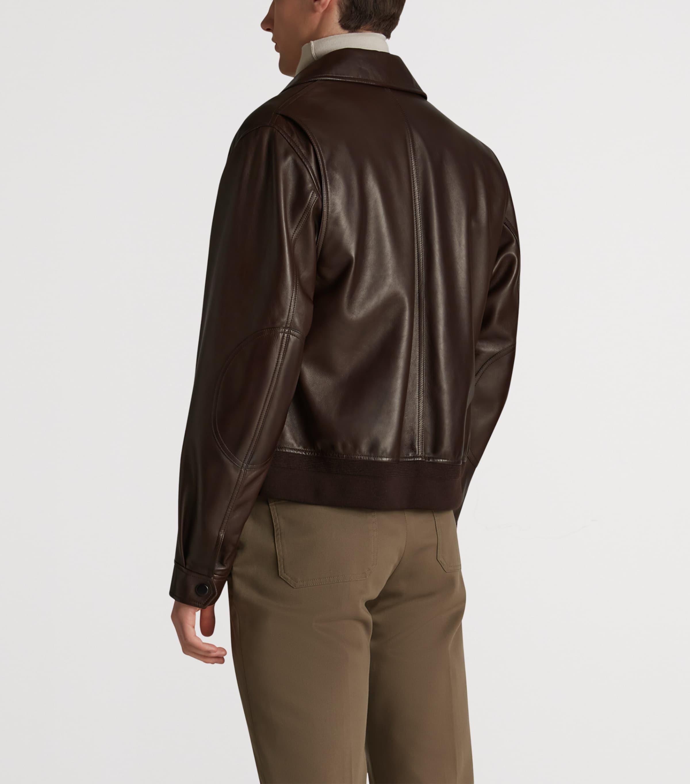 dunhill Leather Flight Jacket in Brown for Men | Lyst UK
