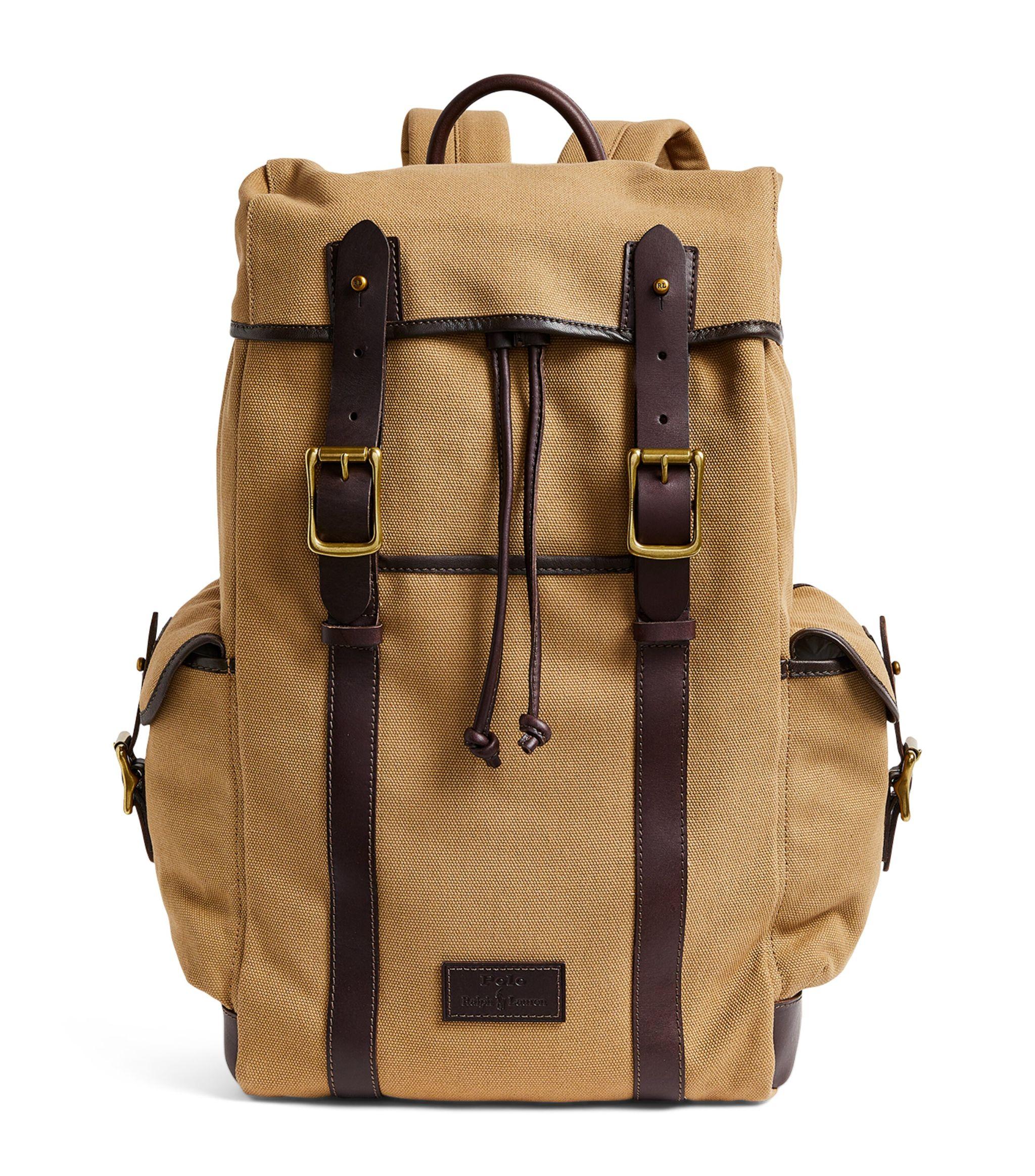 Polo Ralph Lauren Canvas Leather-trim Backpack in Brown for 