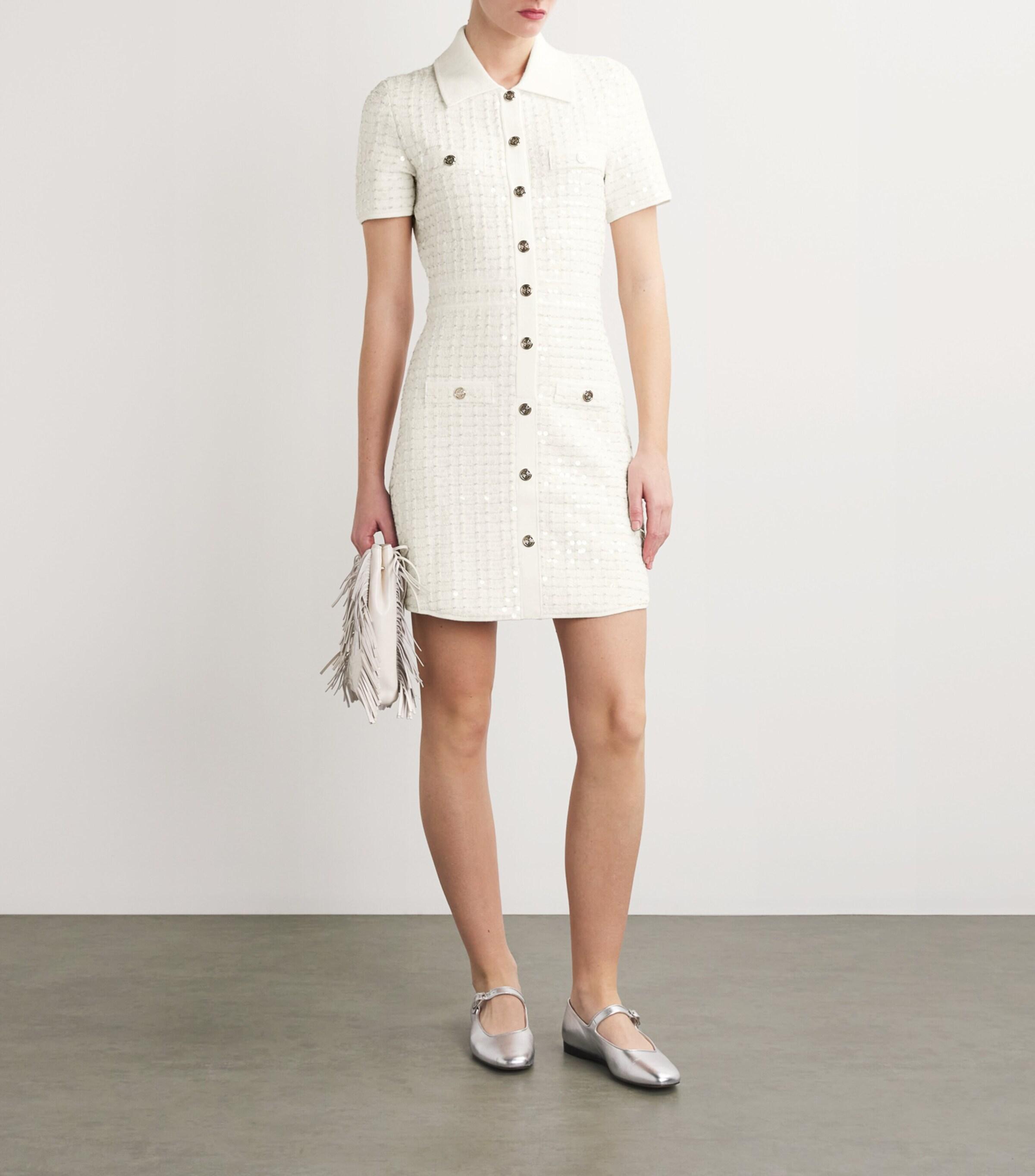 Maje Sequin-Knit Mini Dress in White | Lyst