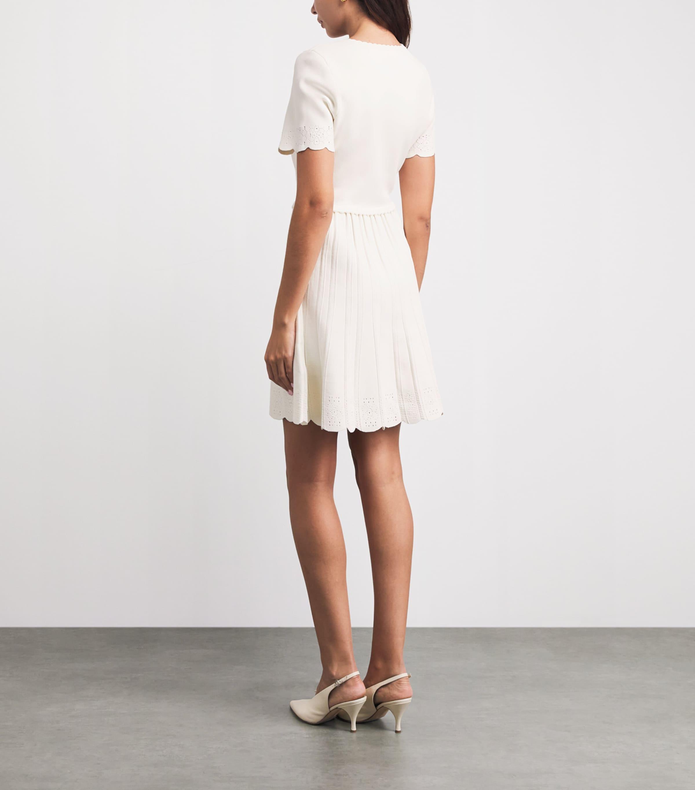 Sandro Knitted Pointelle Mini Dress in White | Lyst