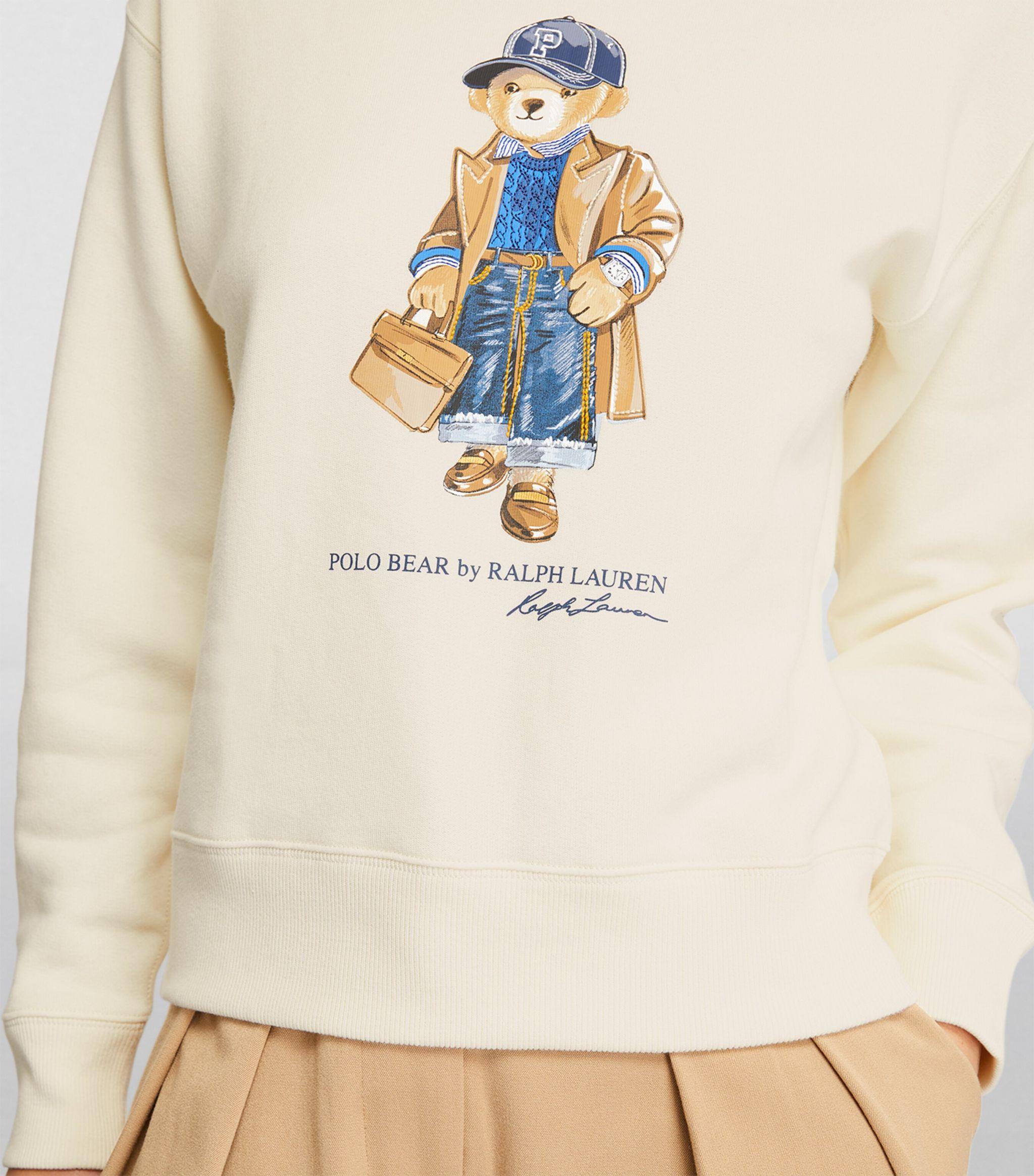 Polo Ralph Lauren Polo Bear print Cotton blend Jersey Sweatshirt in White Lyst