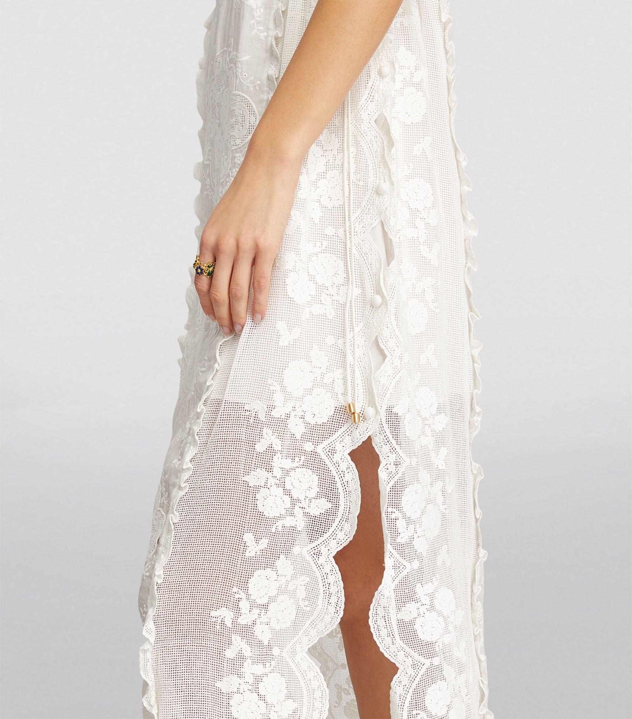Zimmermann Ramie Alight Drawstring Midi Dress in White | Lyst Zimmermann Ramie Alight Drawstring Midi Dress in White | Lyst