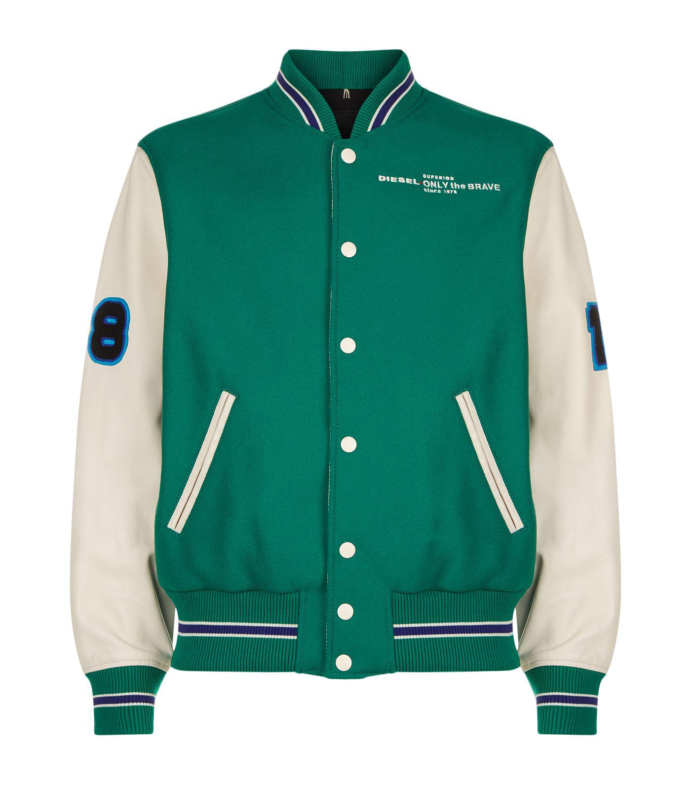 DIESEL L-harry Varsity Jacket in Green for Men | Lyst